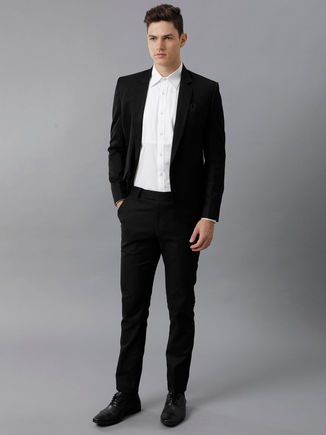 Aldeno Mens Regular Fit White Formal Cotton Stretch Bib Shirt (CASP)