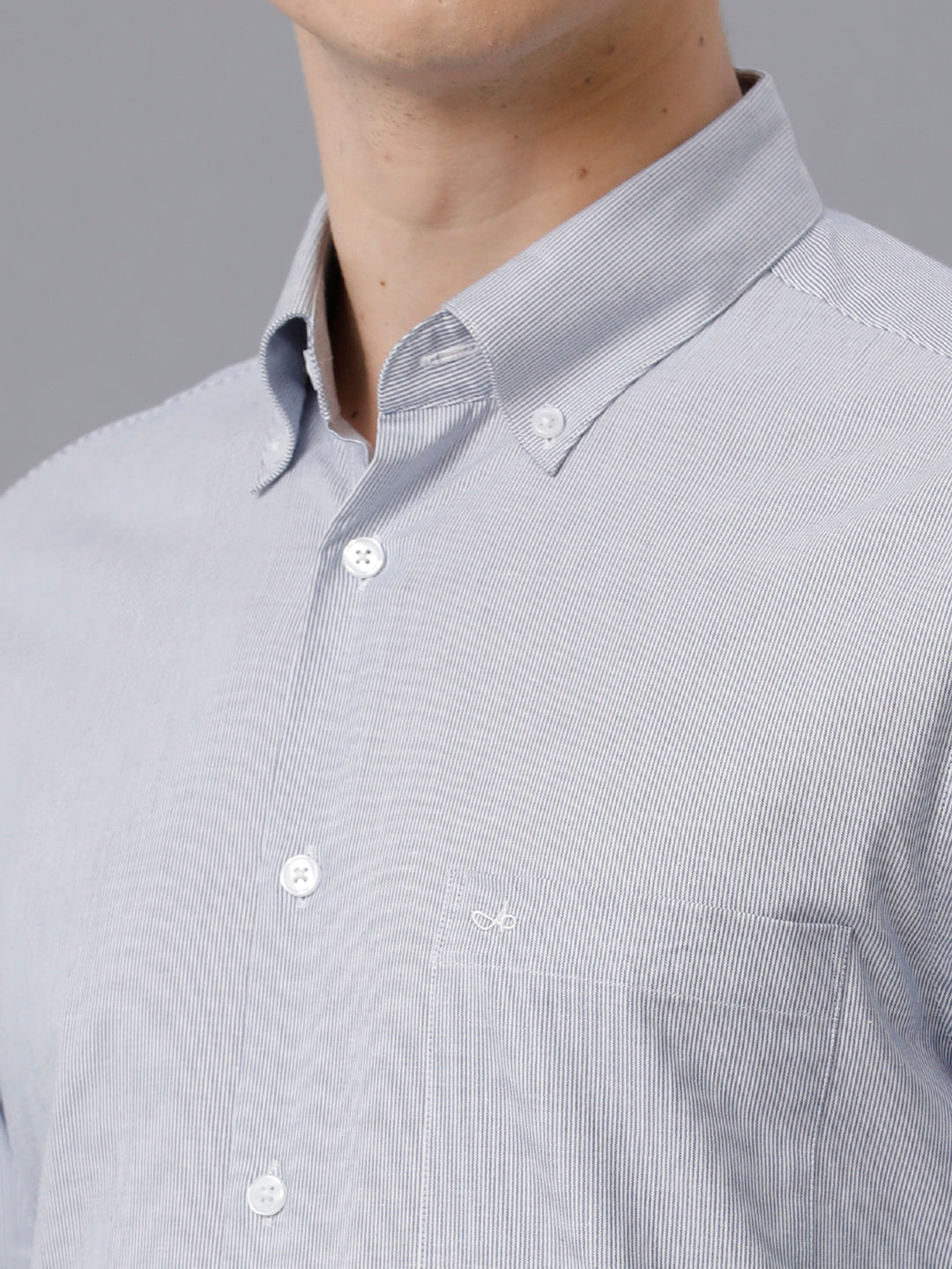 Aldeno Mens Slim Fit Vertical Stripes Blue Formal Cotton Shirt (CATIN)