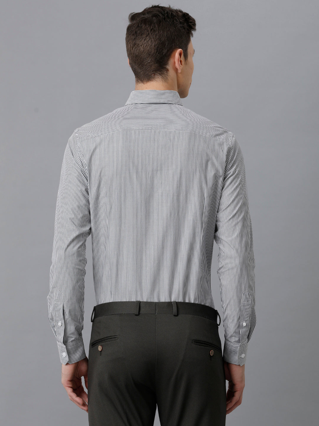 Aldeno Men Stipes Formal Grey Shirt (CLINT)