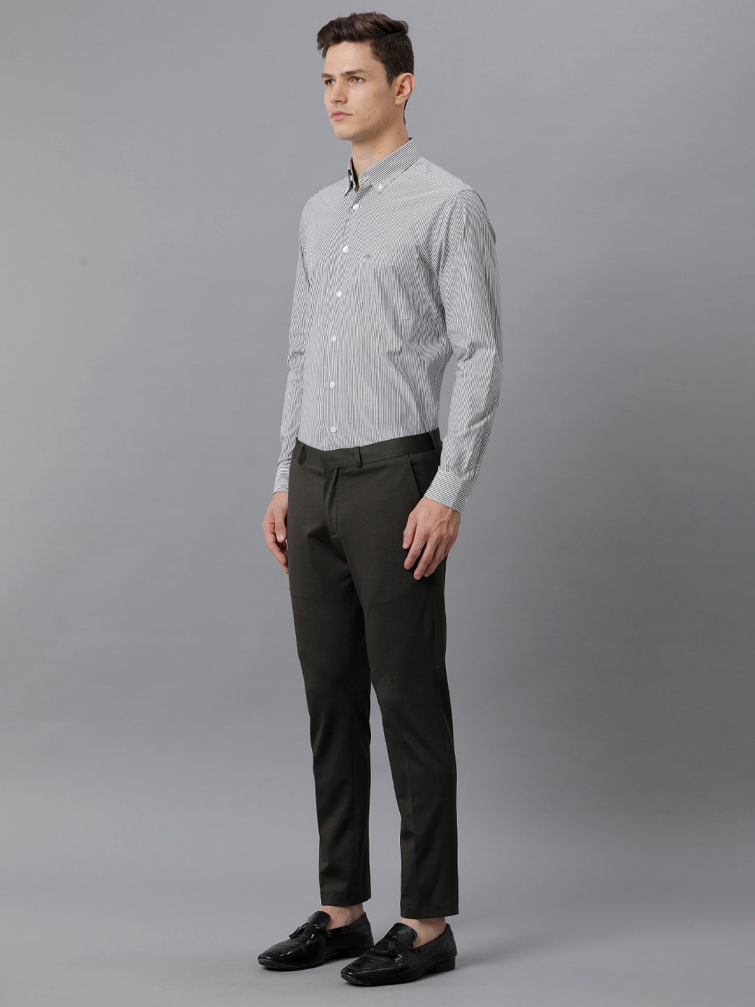 Aldeno Men Stipes Formal Grey Shirt (CLINT)