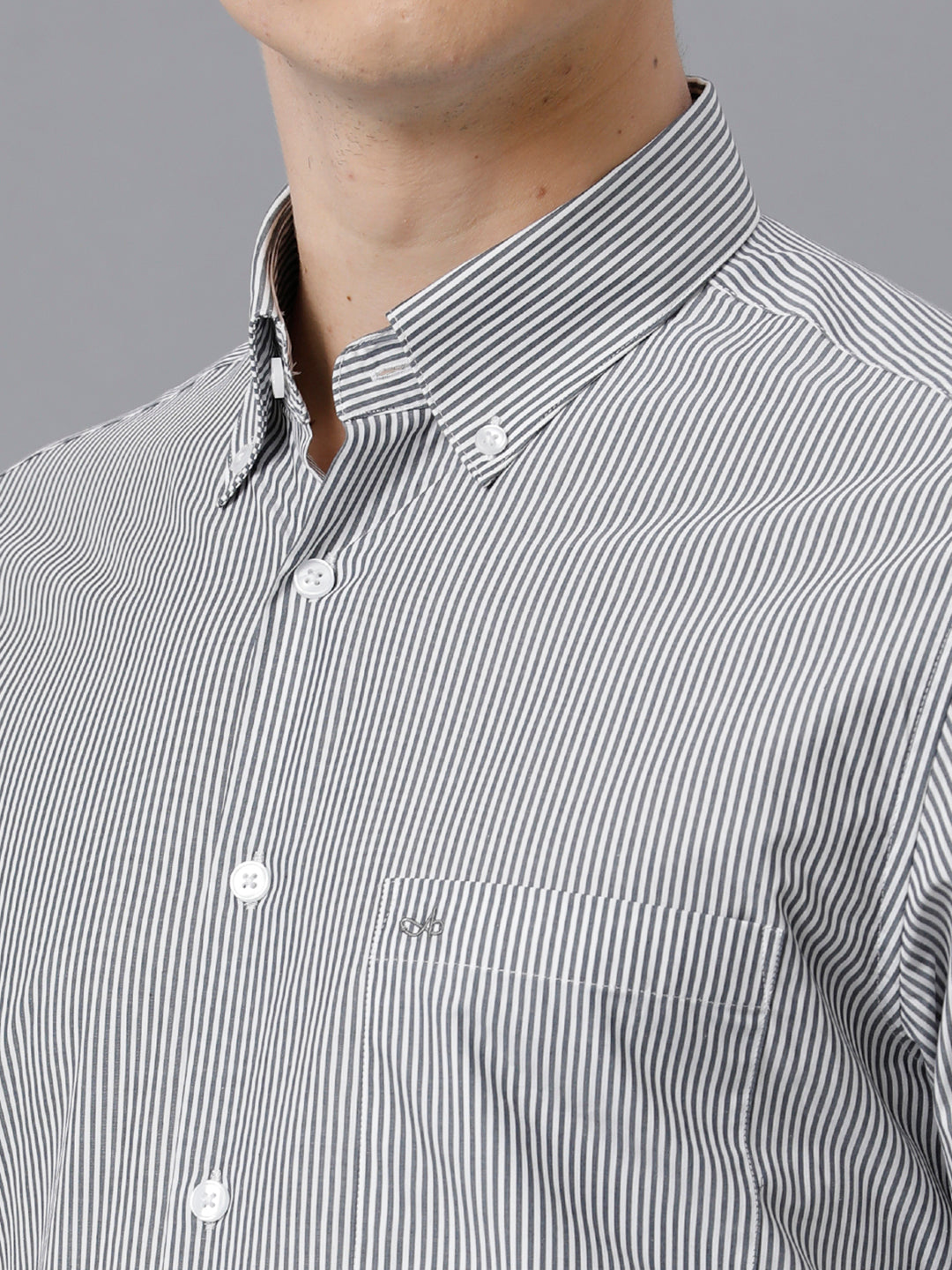 Aldeno Men Stipes Formal Grey Shirt (CLINT)