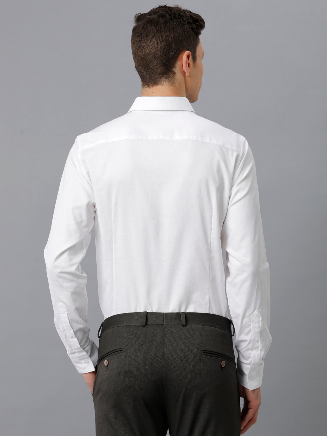 Aldeno Mens Slim Fit Solid White Formal Cotton Shirt (COOP)
