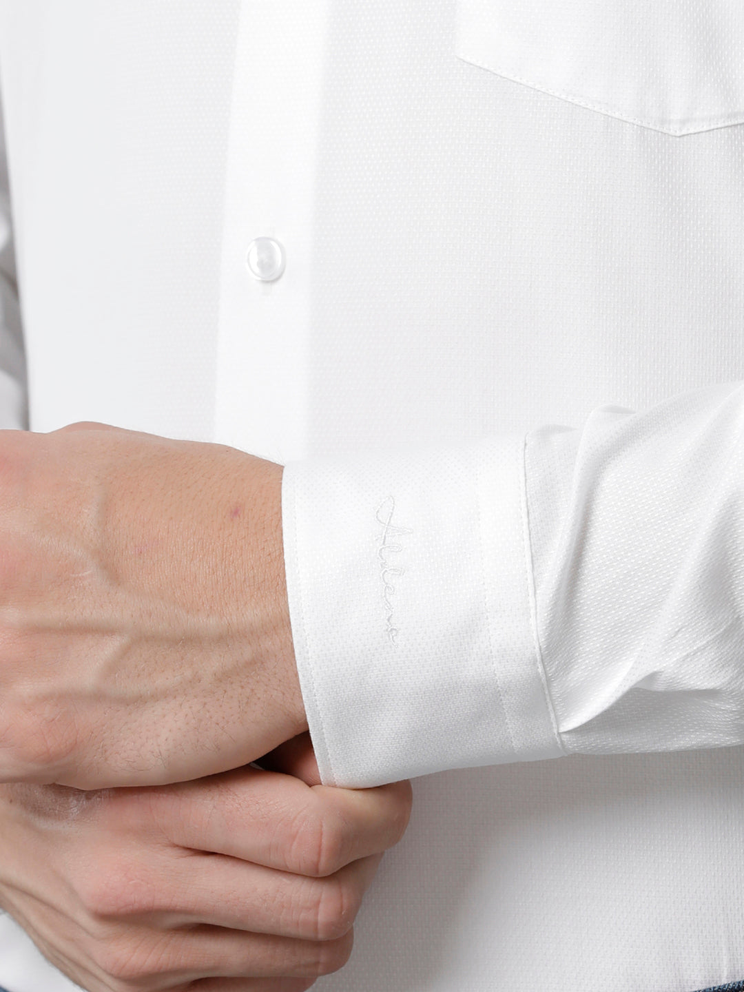 Aldeno Mens Slim Fit Solid White Formal Cotton Shirt (COHEN)