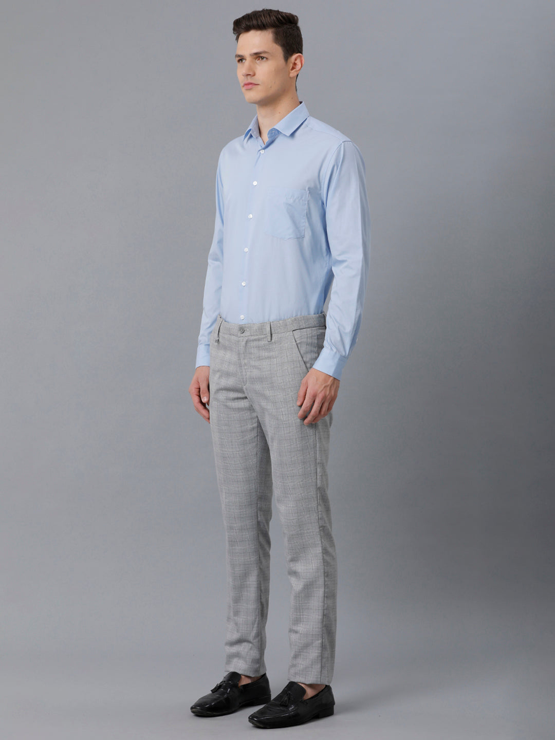Aldeno Mens Regular Fit Solid Blue Formal Cotton Shirt (CYRIS)