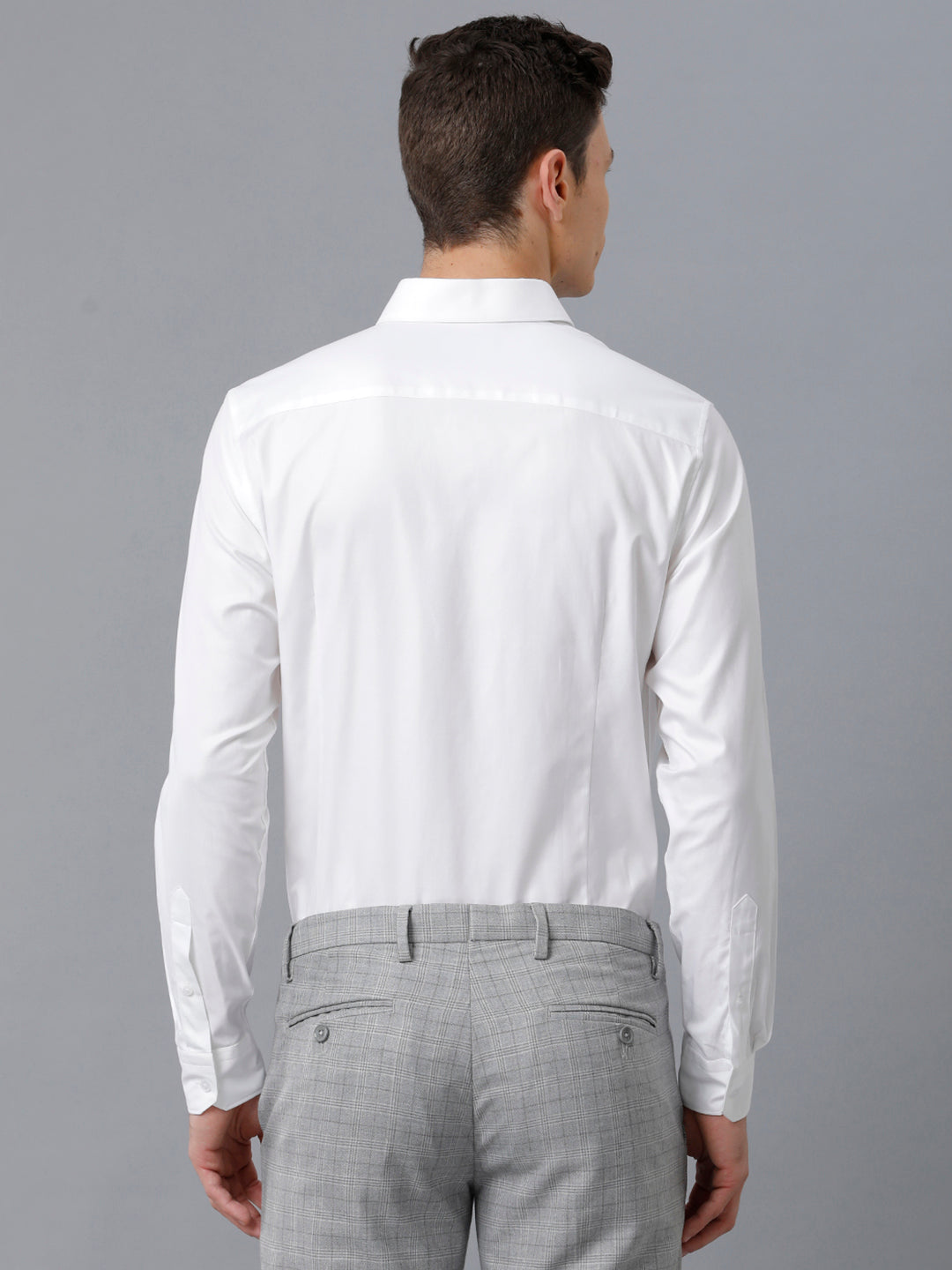 Aldeno Mens Slim Fit Solid White Formal Cotton Shirt (CORBIN)