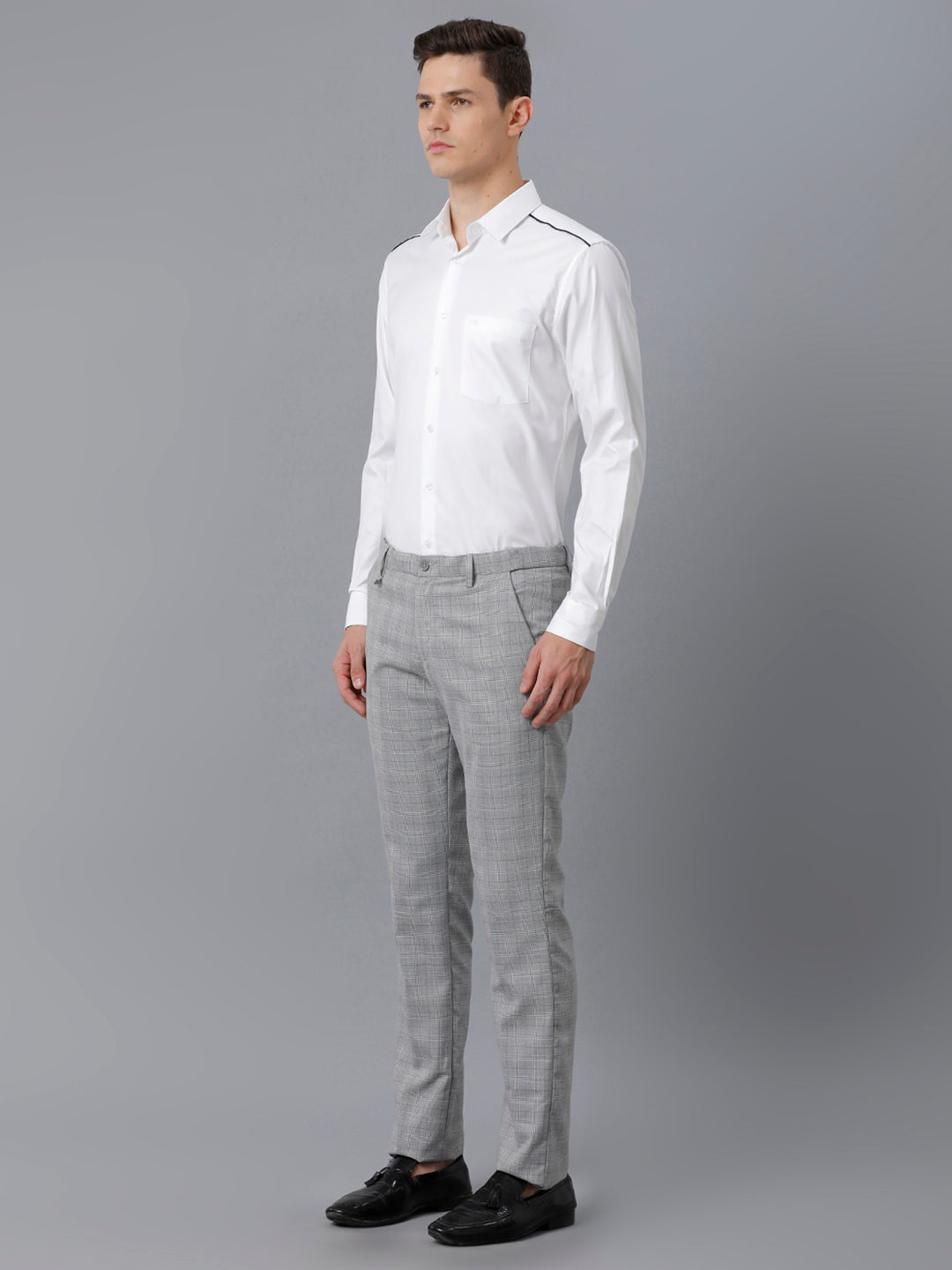 Aldeno Mens Slim Fit Solid White Formal Cotton Shirt (CORBIN)