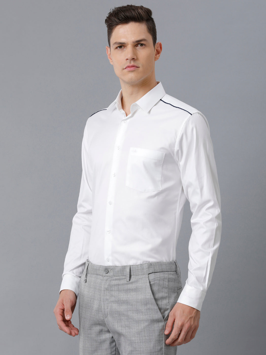 Aldeno Mens Slim Fit Solid White Formal Cotton Shirt (CORBIN)