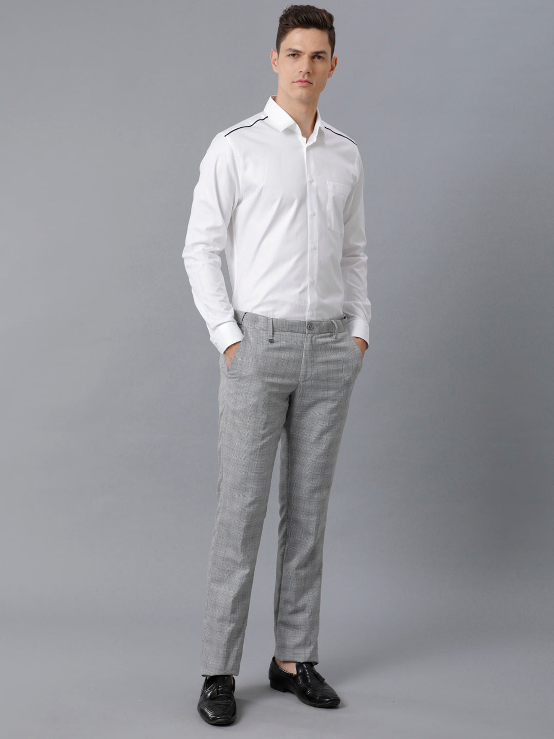Aldeno Mens Slim Fit Solid White Formal Cotton Shirt (CORBIN)