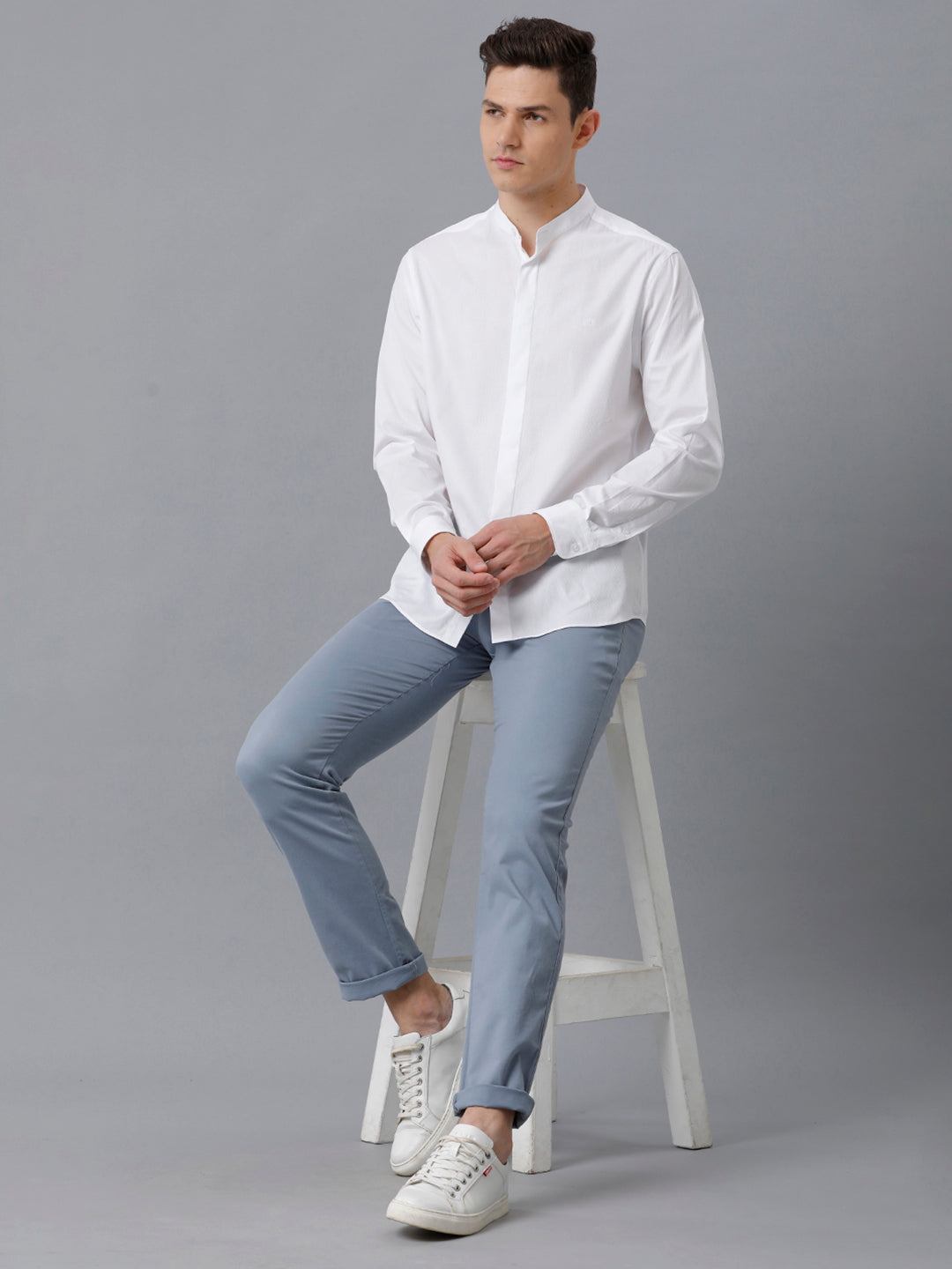 Aldeno Mens Regular Fit Solid White Formal Cotton Shirt (CHARL)