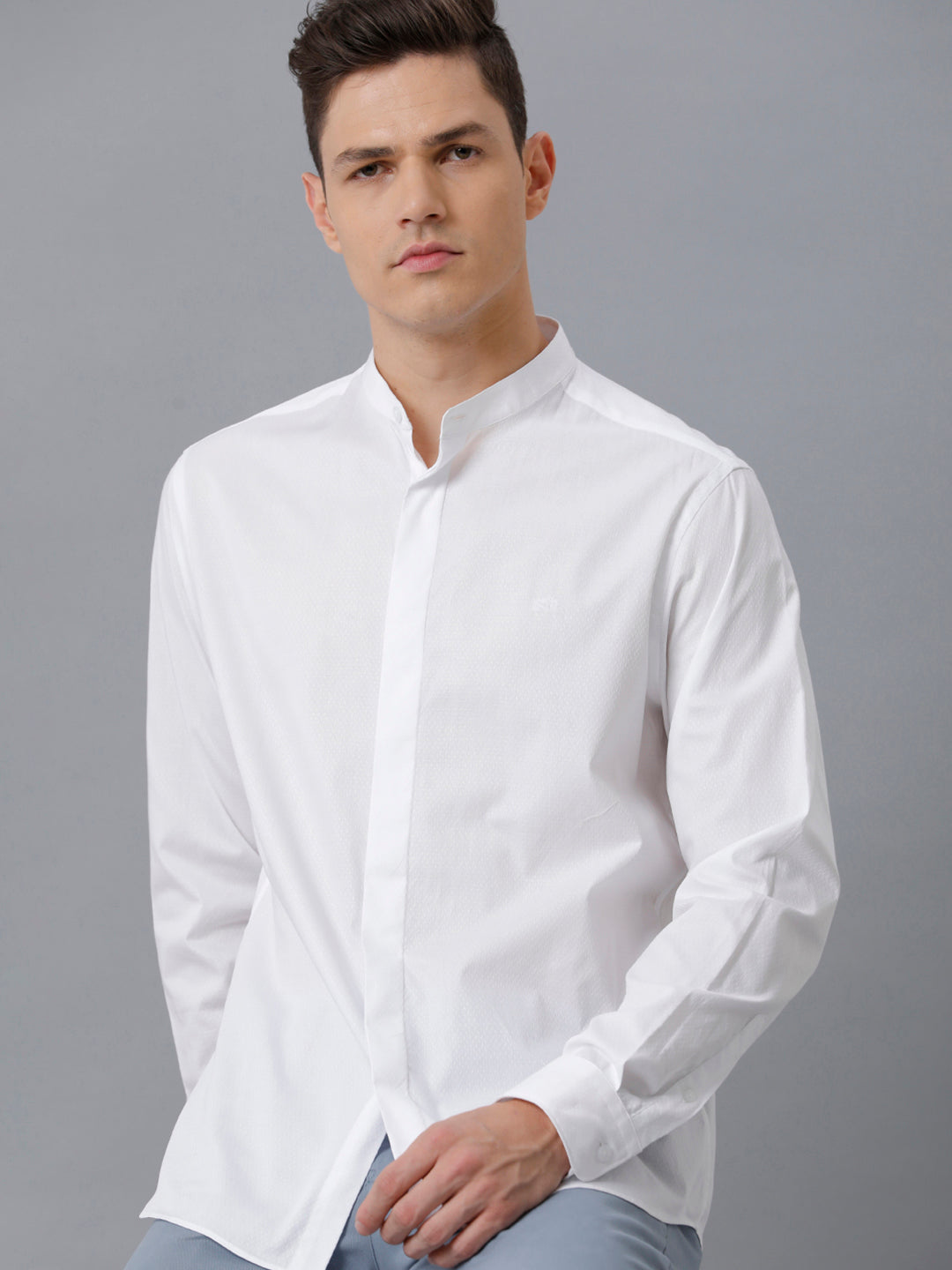 Aldeno Mens Regular Fit Solid White Formal Cotton Shirt (CHARL)