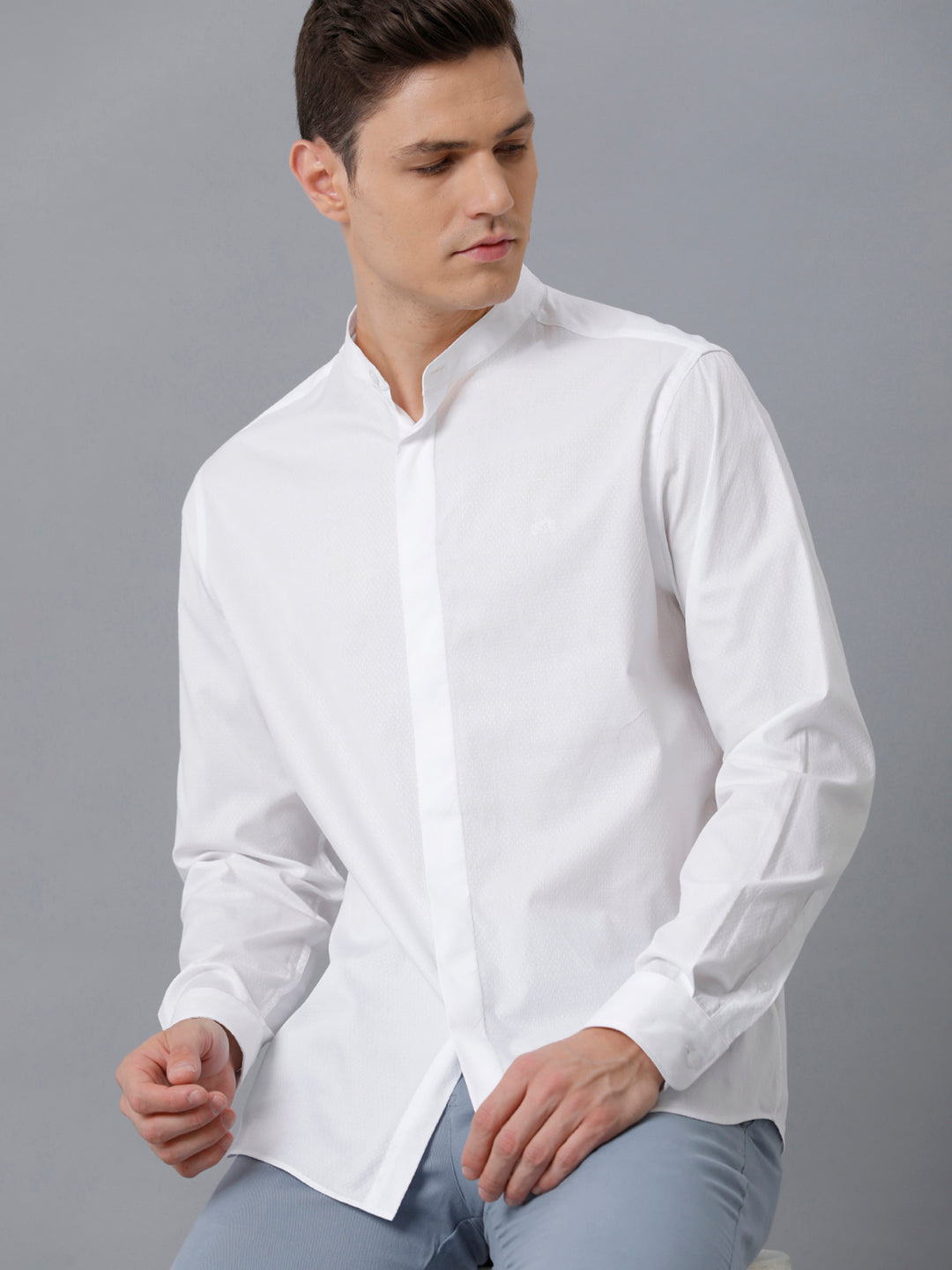 Aldeno Mens Regular Fit Solid White Formal Cotton Shirt (CHARL)