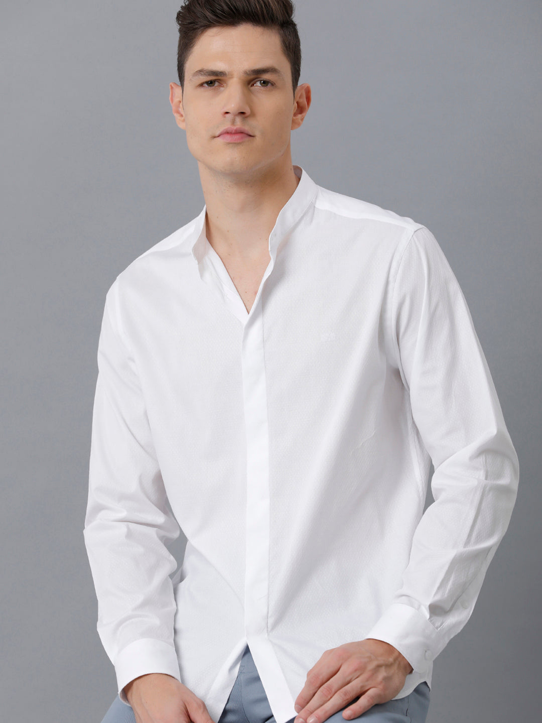 Aldeno Mens Regular Fit Solid White Formal Cotton Shirt (CHARL)