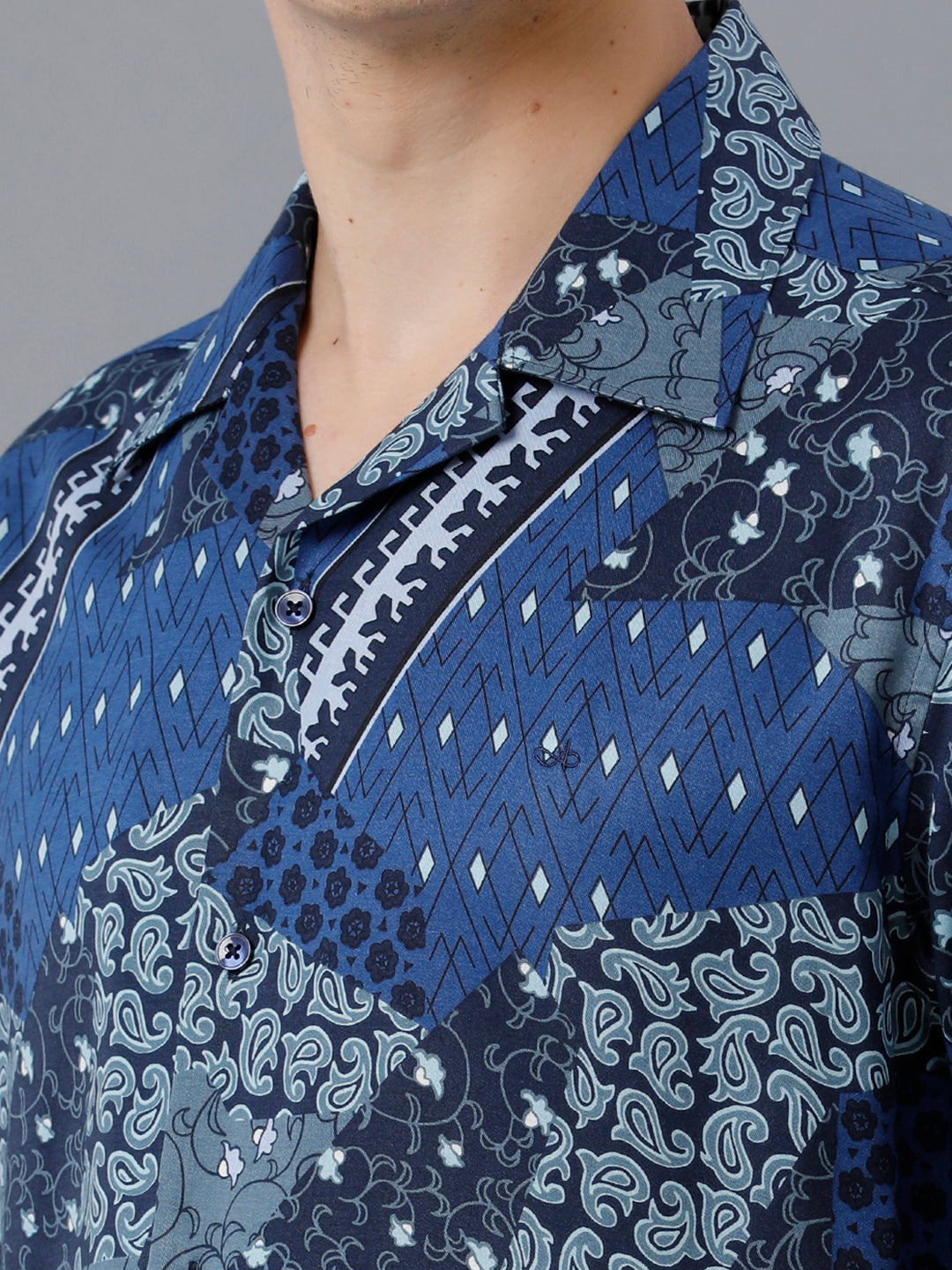 Aldeno Mens Slim Fit Check Navy/White Casual Cotton Blend Stretch Shirt (HARRY)