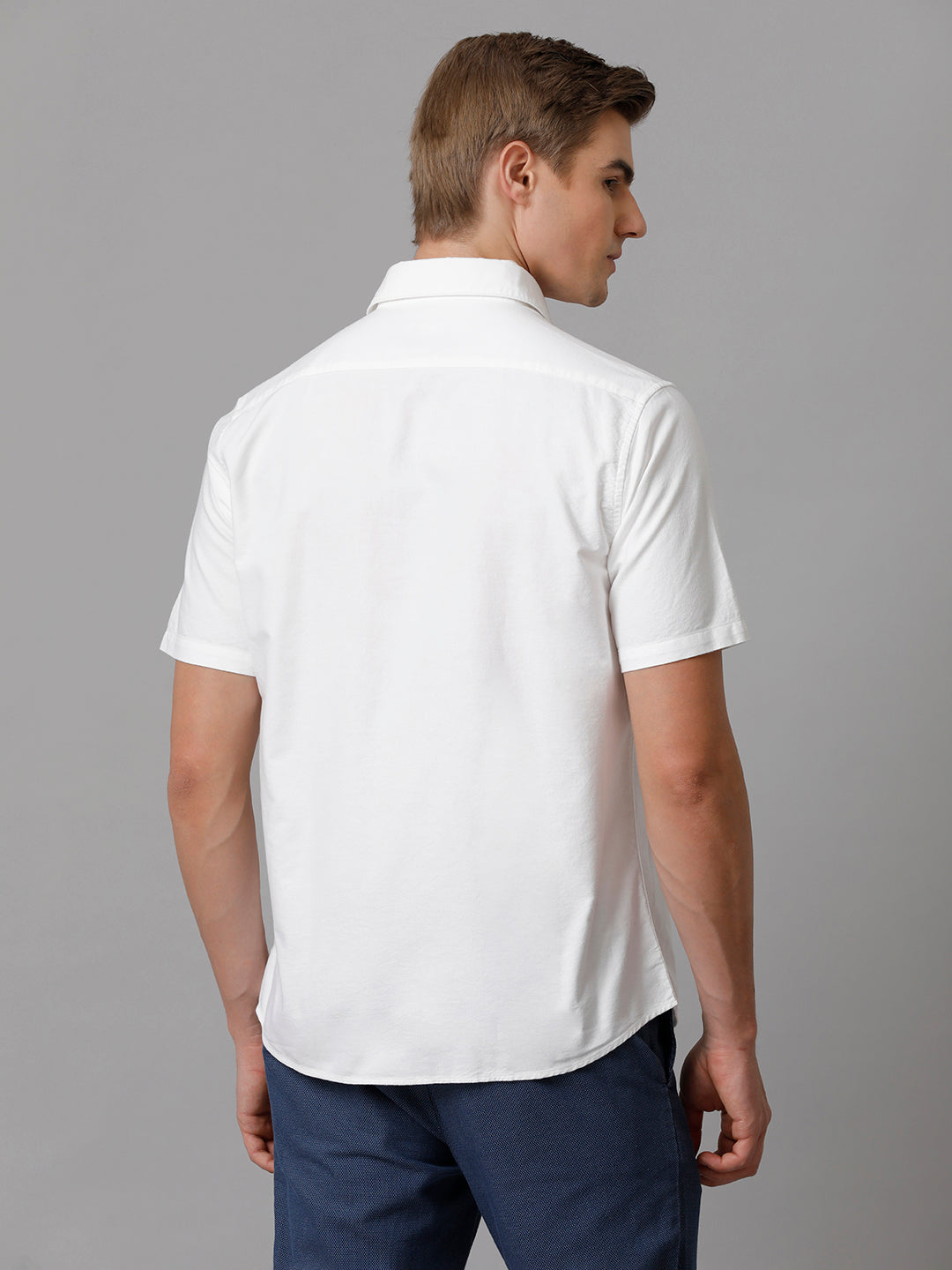 Aldeno Men Solid Casual White Shirt (OSWYN)