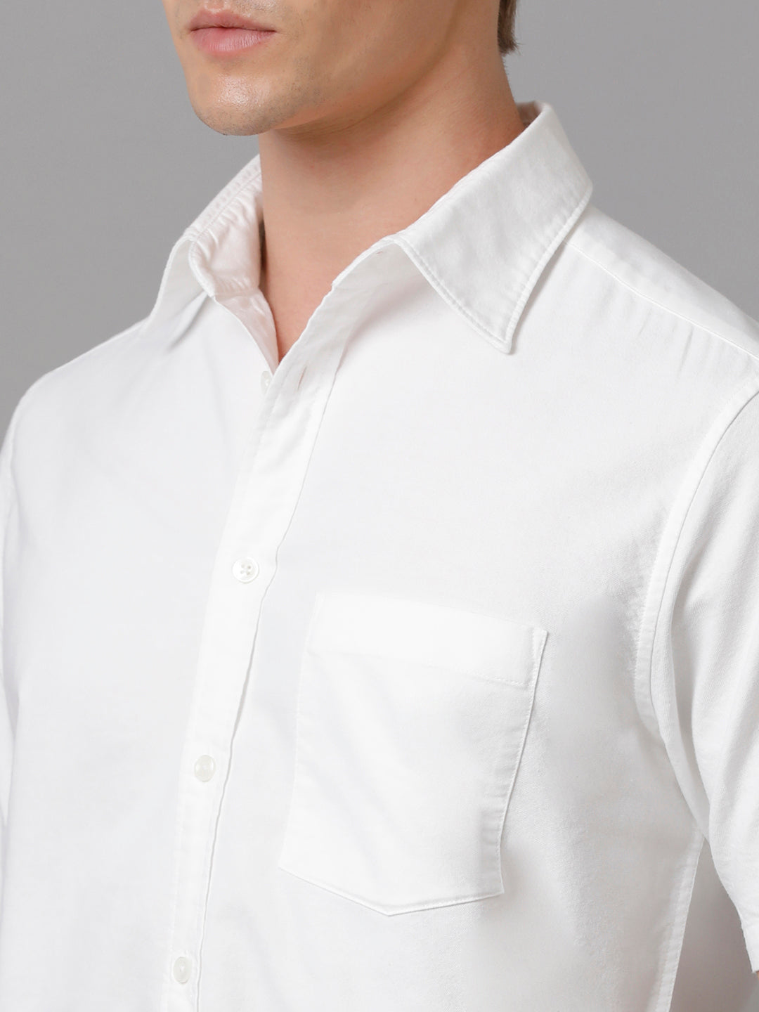 Aldeno Men Solid Casual White Shirt (OSWYN)