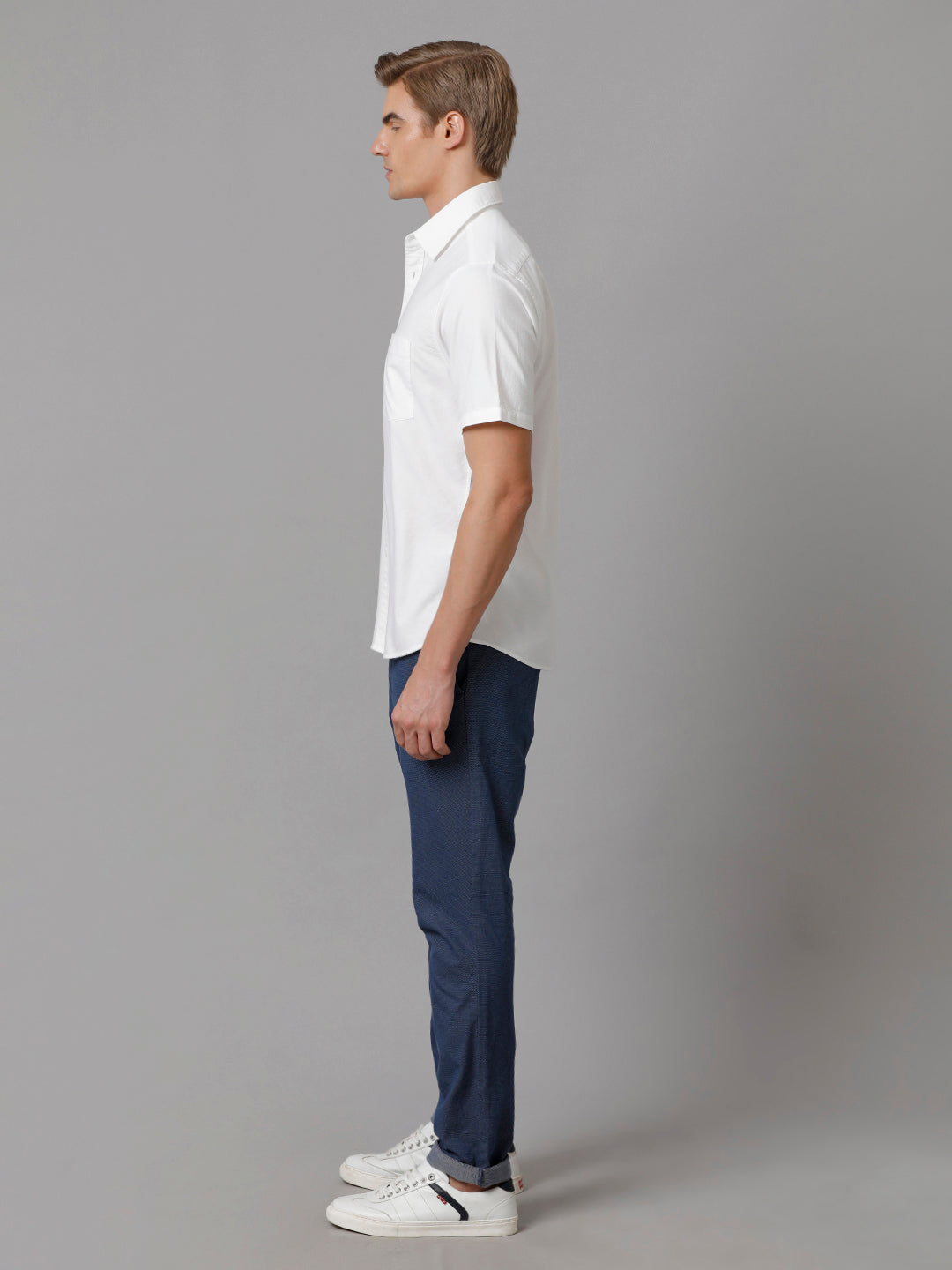 Aldeno Men Solid Casual White Shirt (OSWYN)