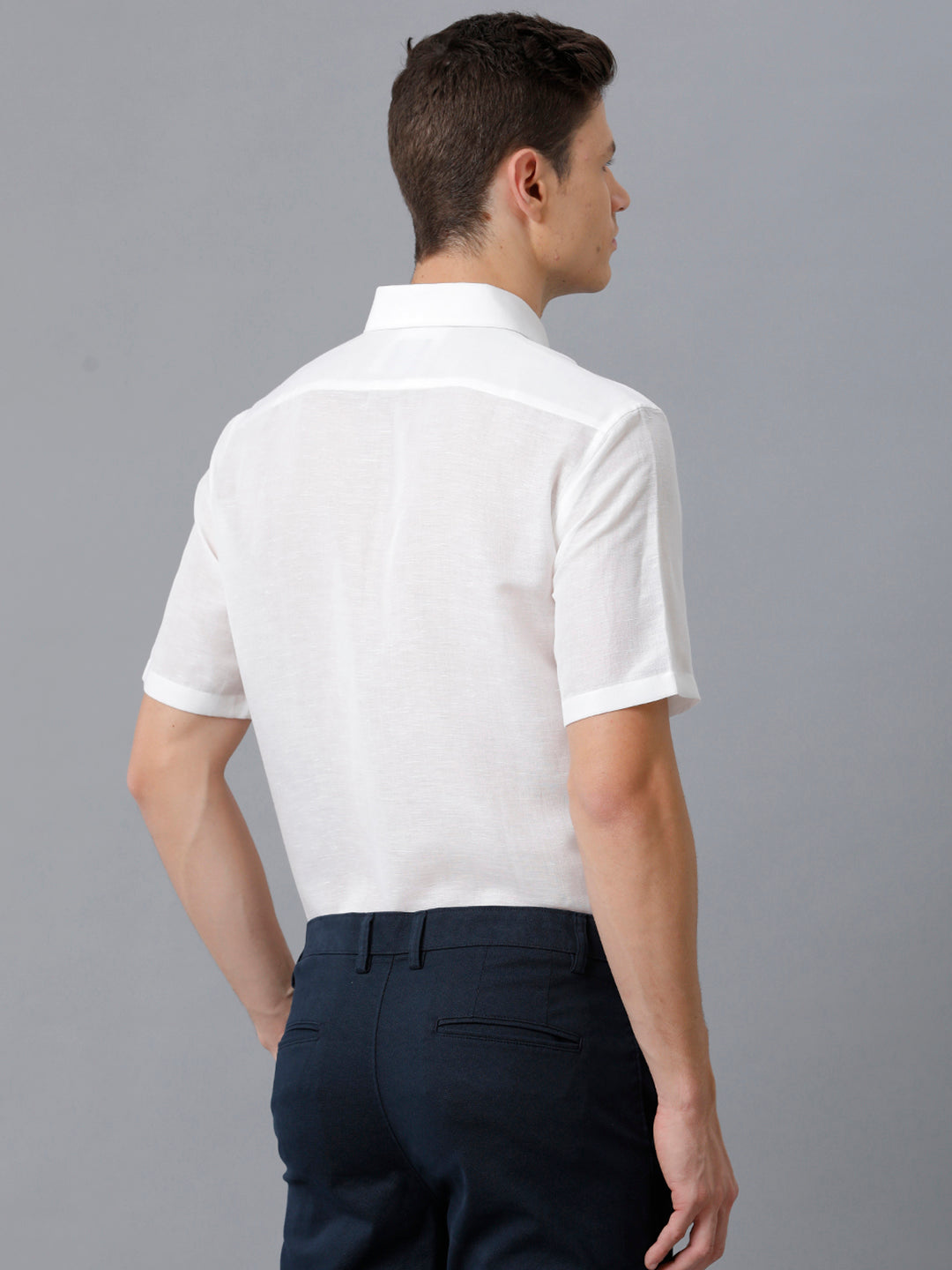 Aldeno Mens Regular Fit Solid White Casual Cotton Linen Shirt (LUCCI)