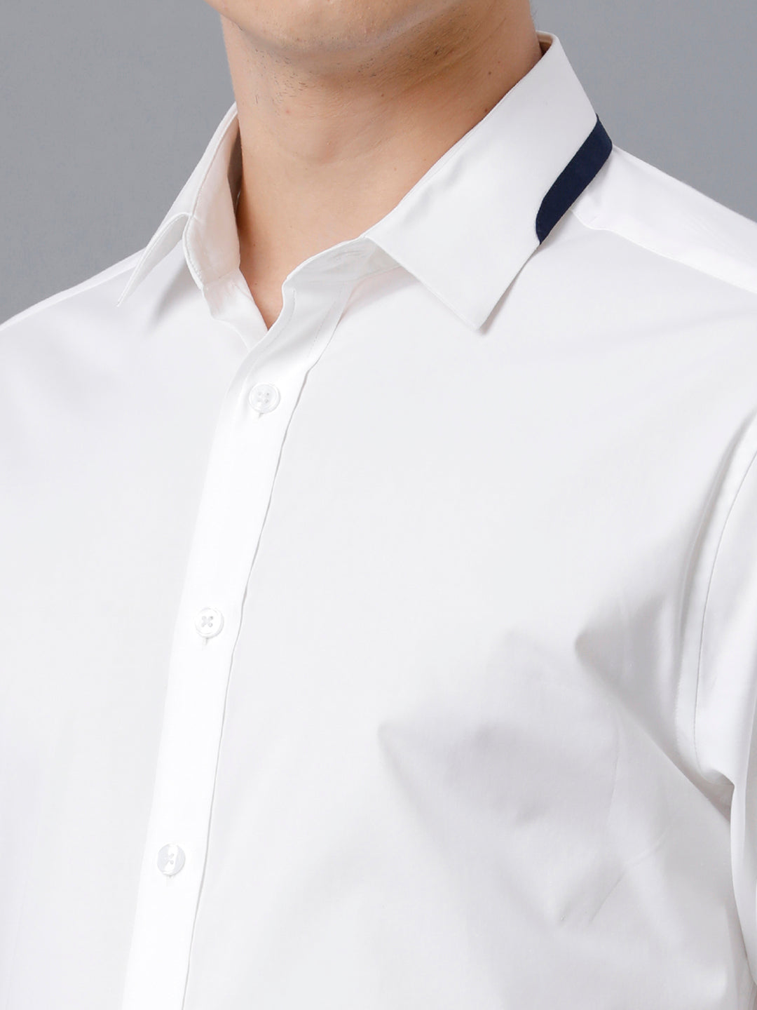 Aldeno Mens Regular Fit Solid White Formal Cotton Stretch Shirt (CLAUS)
