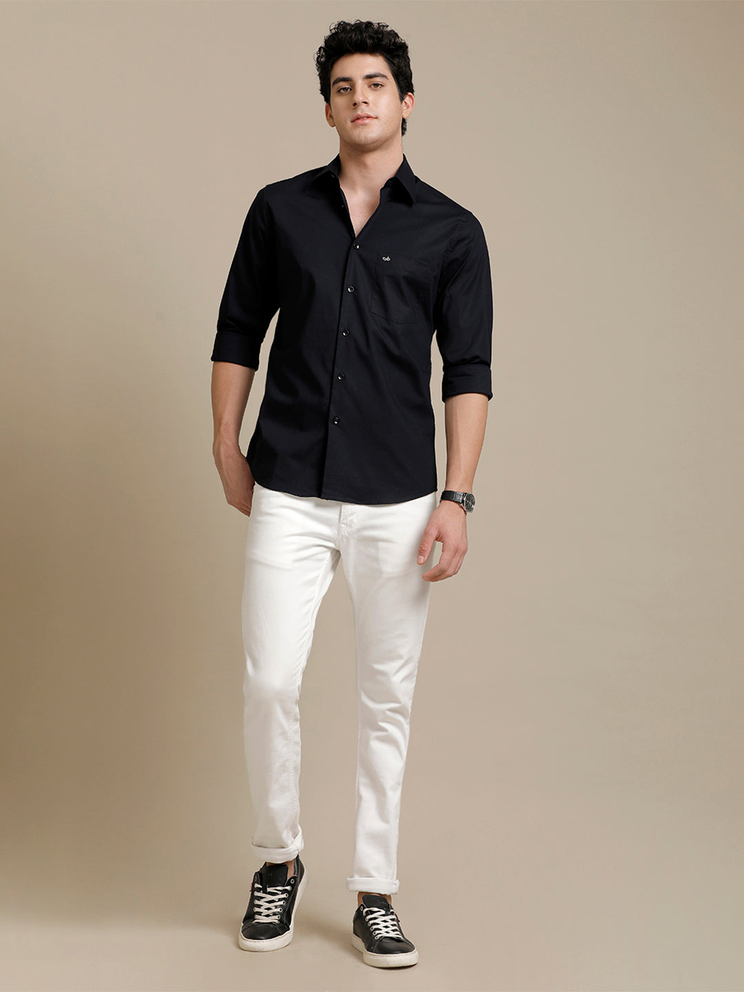 Aldeno Mens Slim Fit Indigo Formal Cotton Stretch Shirt (ROCCO)