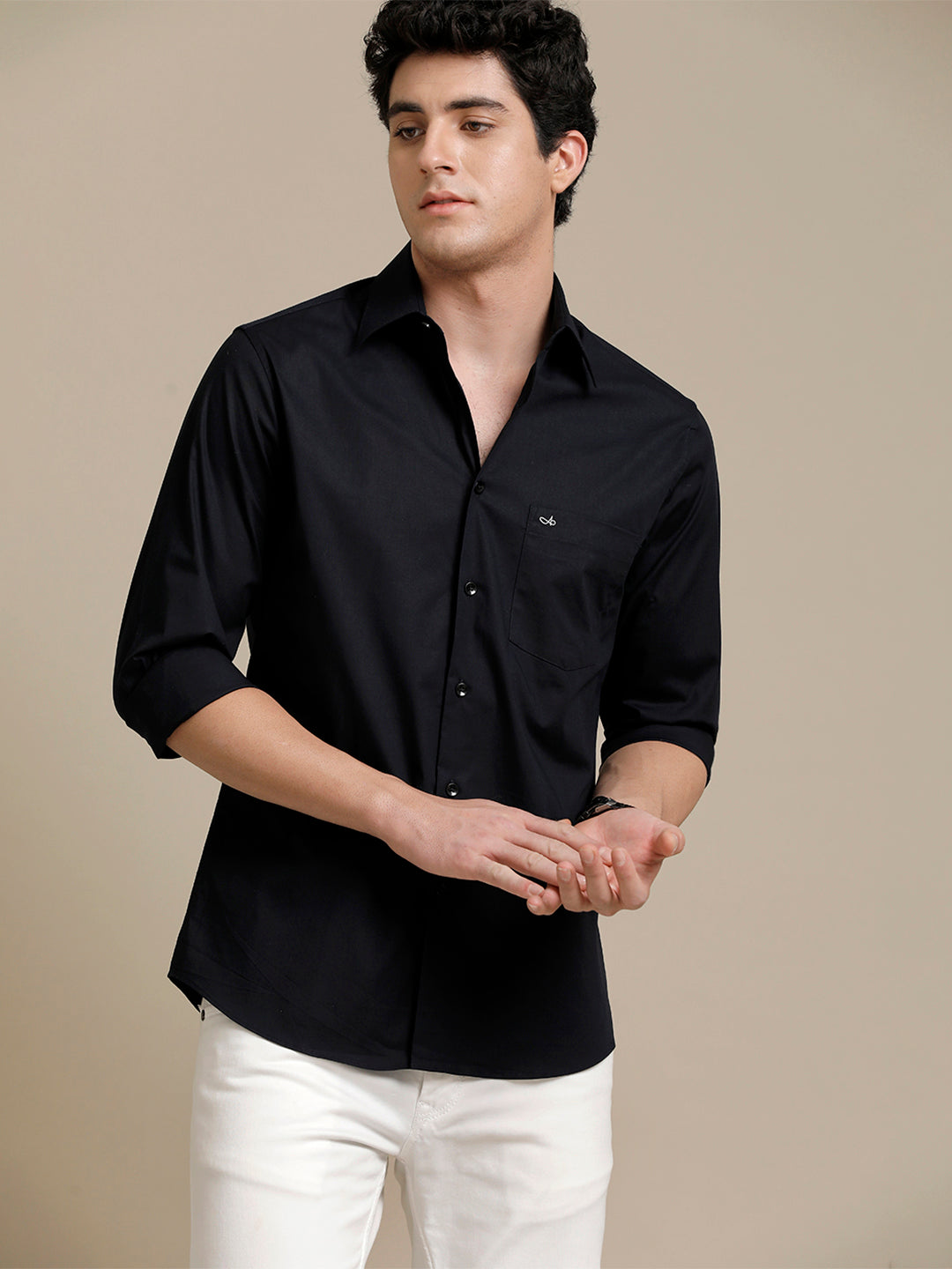 Aldeno Mens Slim Fit Indigo Formal Cotton Stretch Shirt (ROCCO)