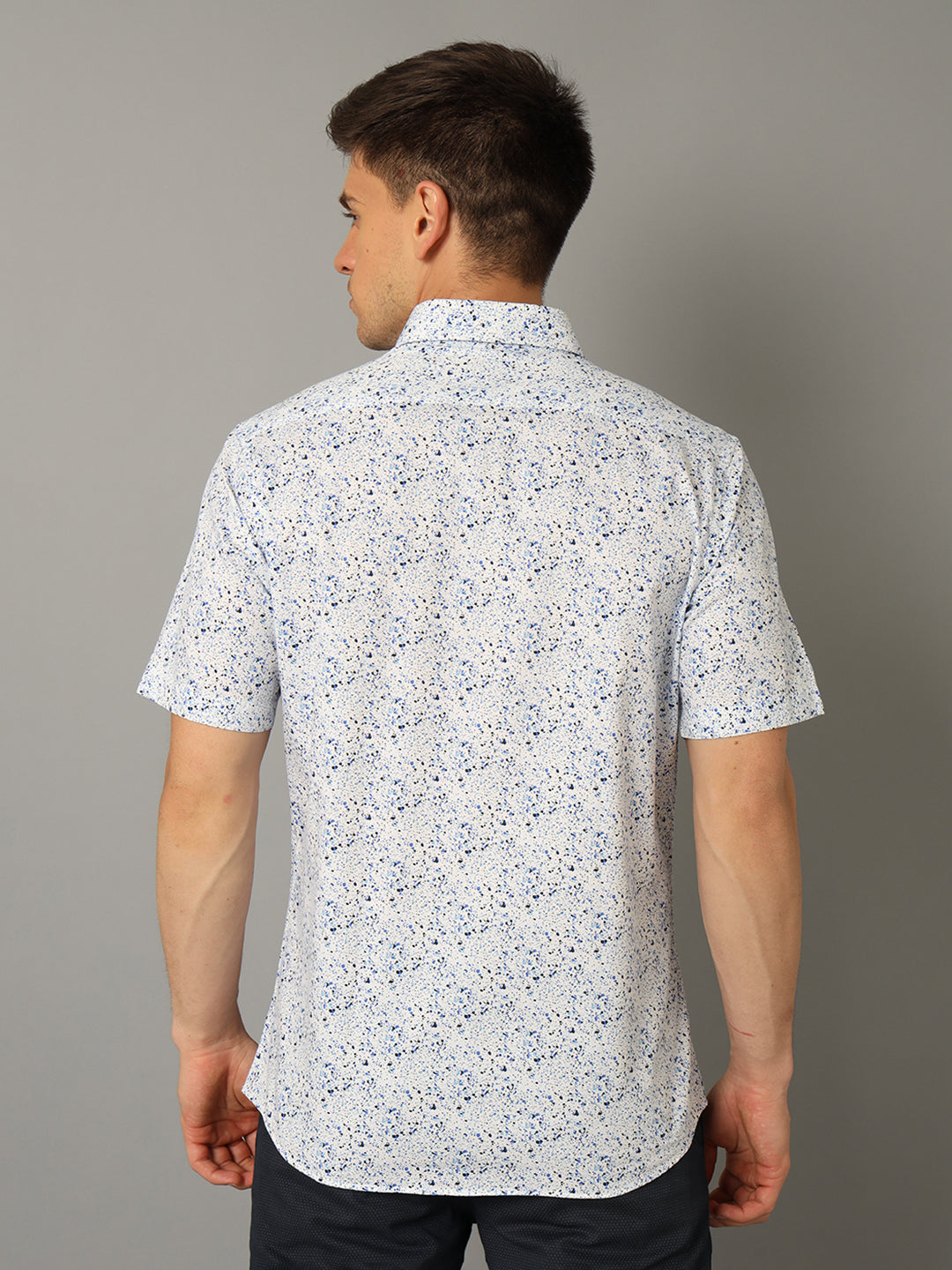 Aldeno Men Printed Casual Blue Shirt