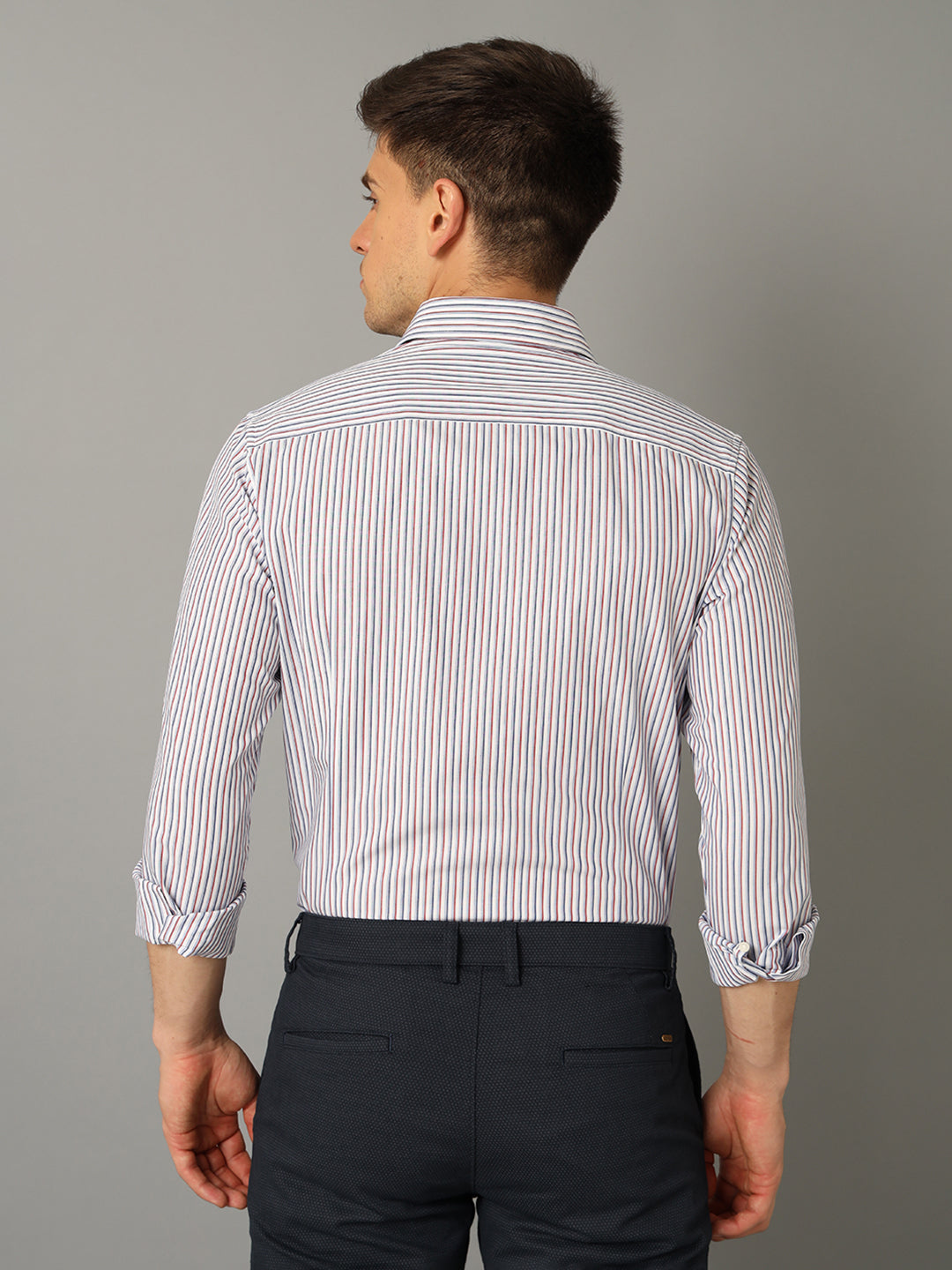 Aldeno Men's Formal Multicolor Striped Shirt