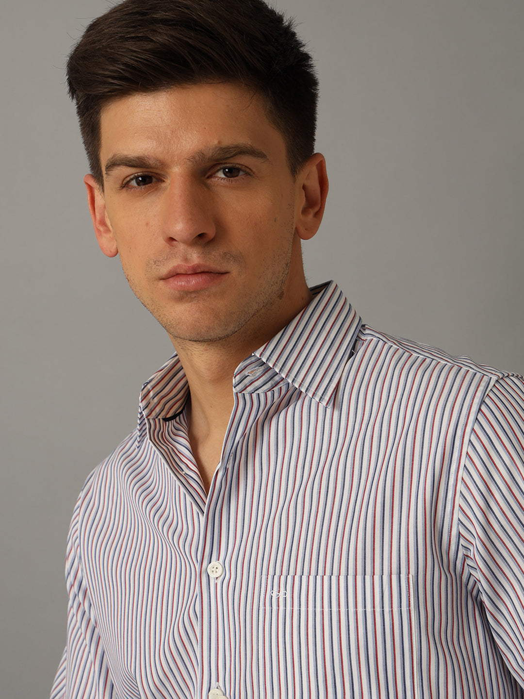 Aldeno Men's Formal Multicolor Striped Shirt