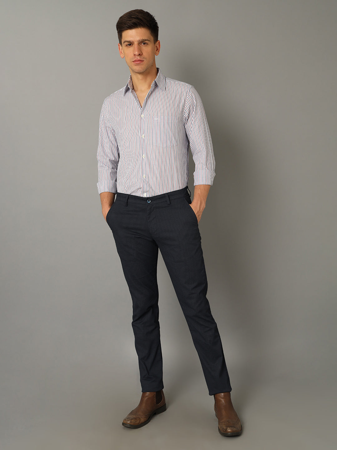Aldeno Men's Formal Multicolor Striped Shirt