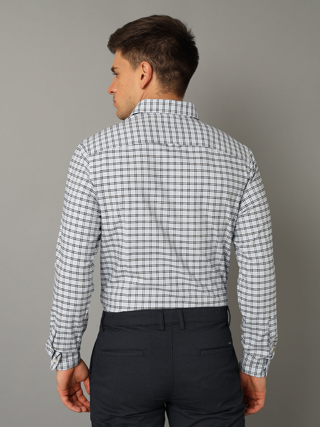 Aldeno Men Checkered Blue Casual Shirt