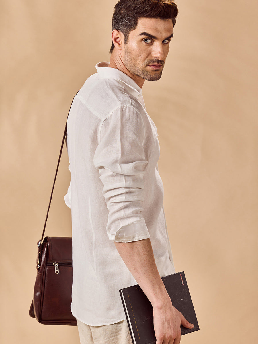 Aldeno Men White Casual Shirt (JAROM)