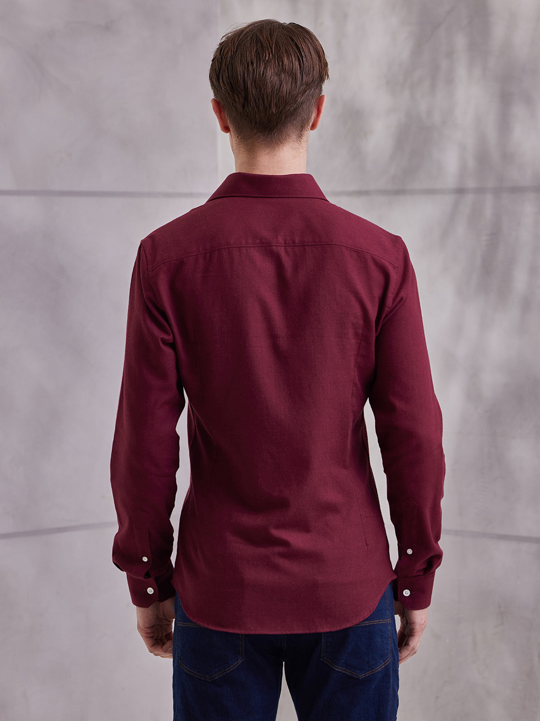 Aldeno Men Slim Fit Solid Maroon Cotton Shirt (MOON)