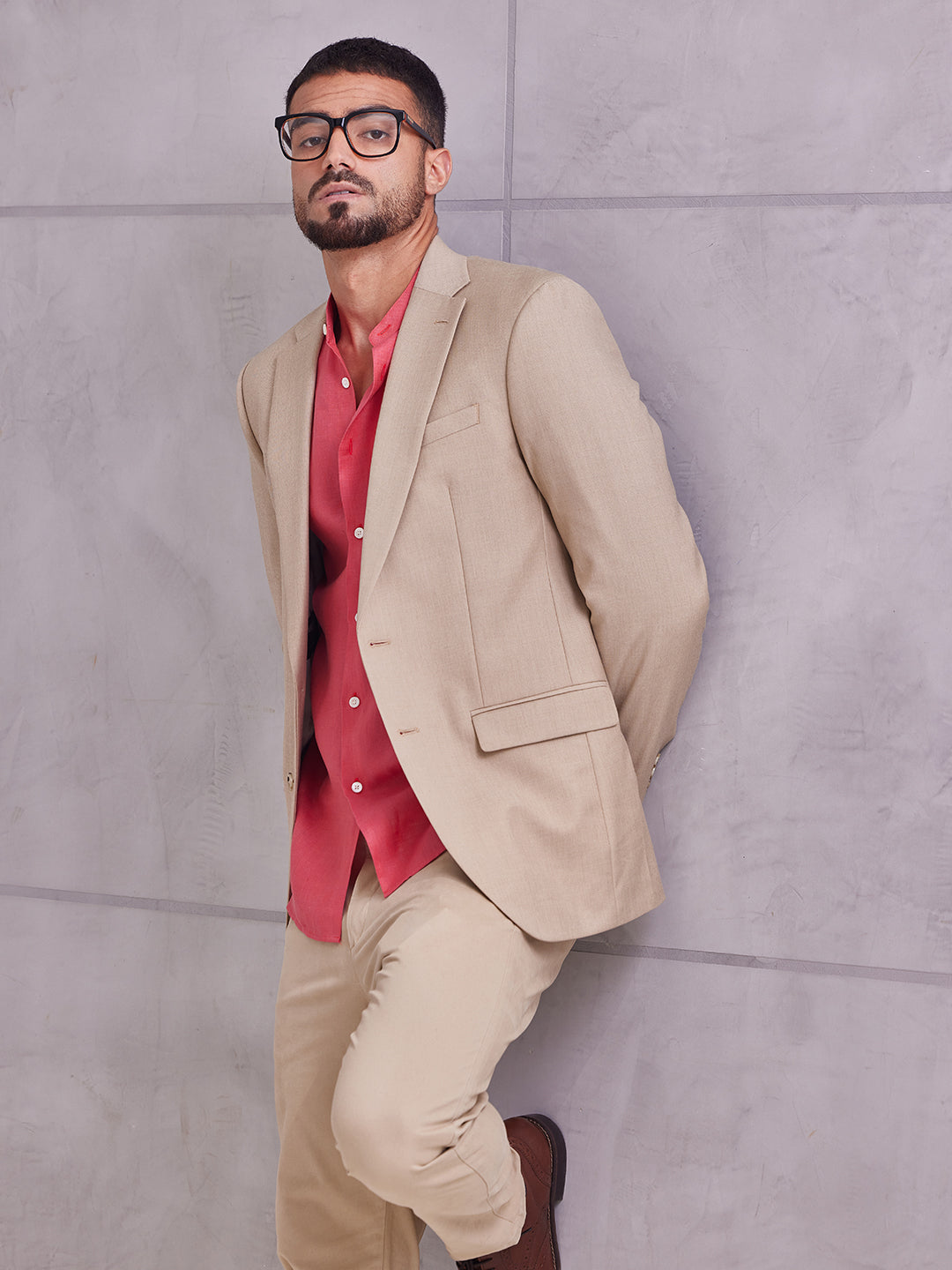 Aldeno Men Regular Fit Solid Pink Linen Shirt (MEBA)