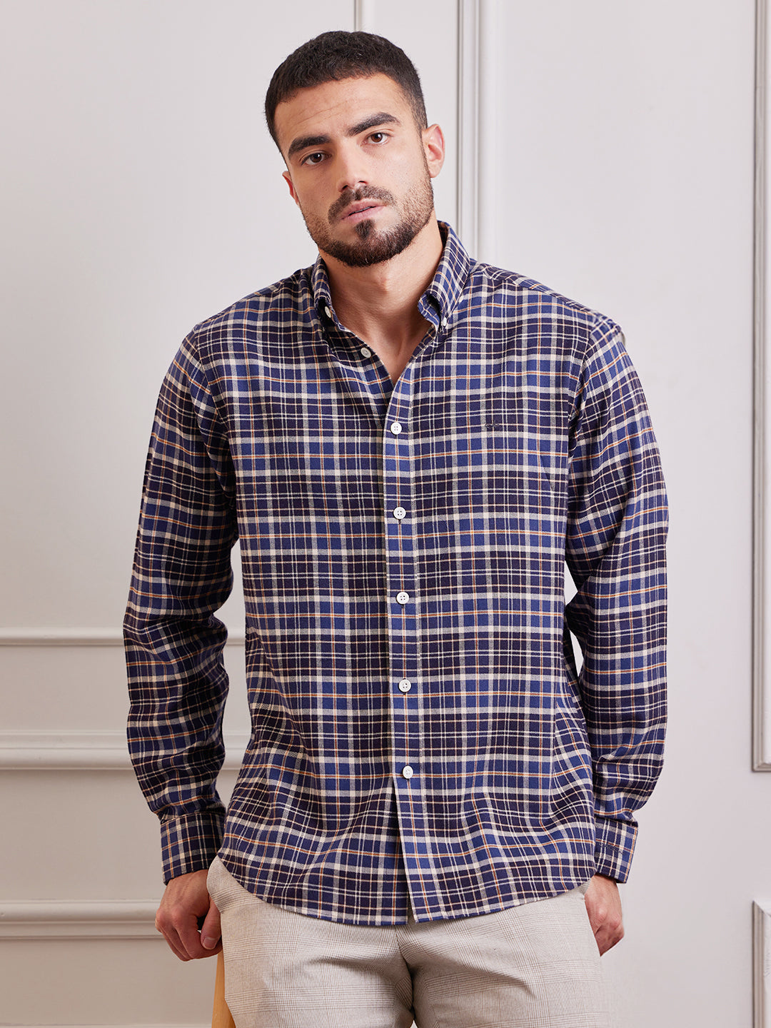 Aldeno Men Regular Fit Checks Multicolor Cotton Shirt (MADN)