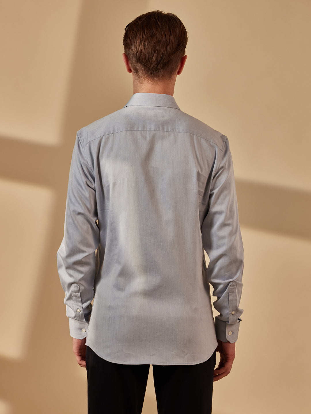 Aldeno Men Slim Fit Solid Light Grey Cotton Shirt (MEDN)