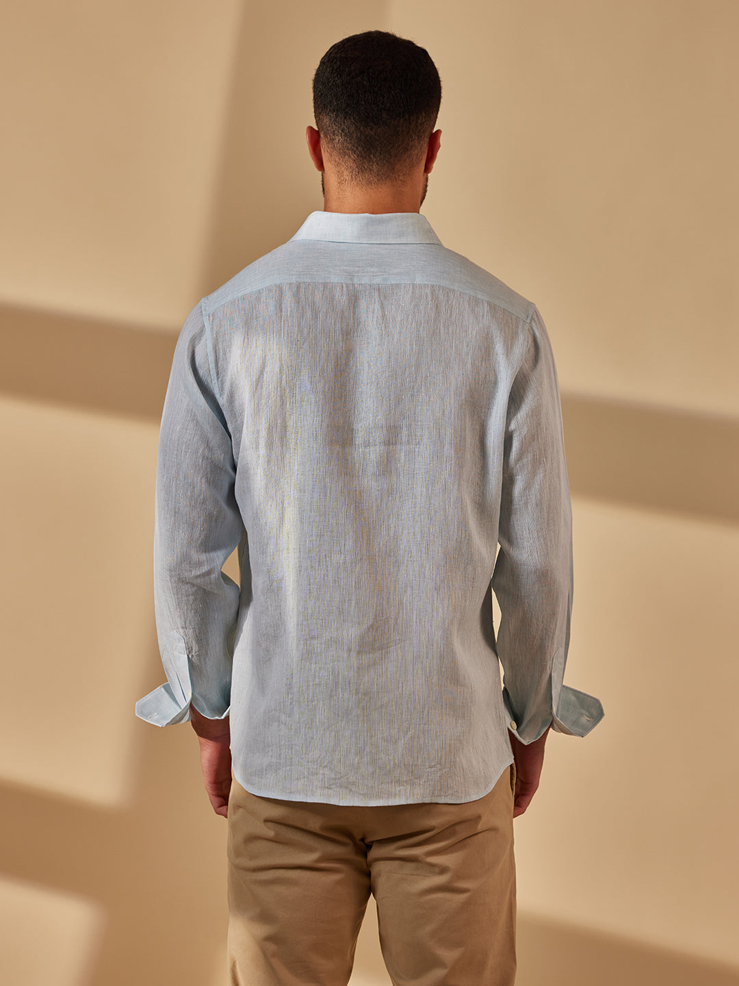 Aldeno Men Regular Fit Solid Light blue Linen Shirt (MOSI)