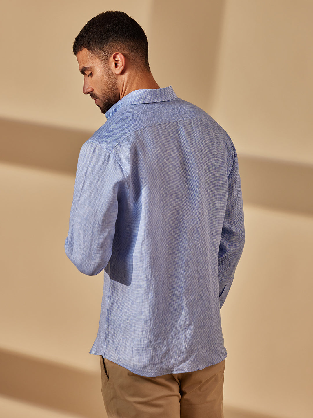 Aldeno Men Regular Fit Solid Sky Blue Cotton Shirt (MIKH)