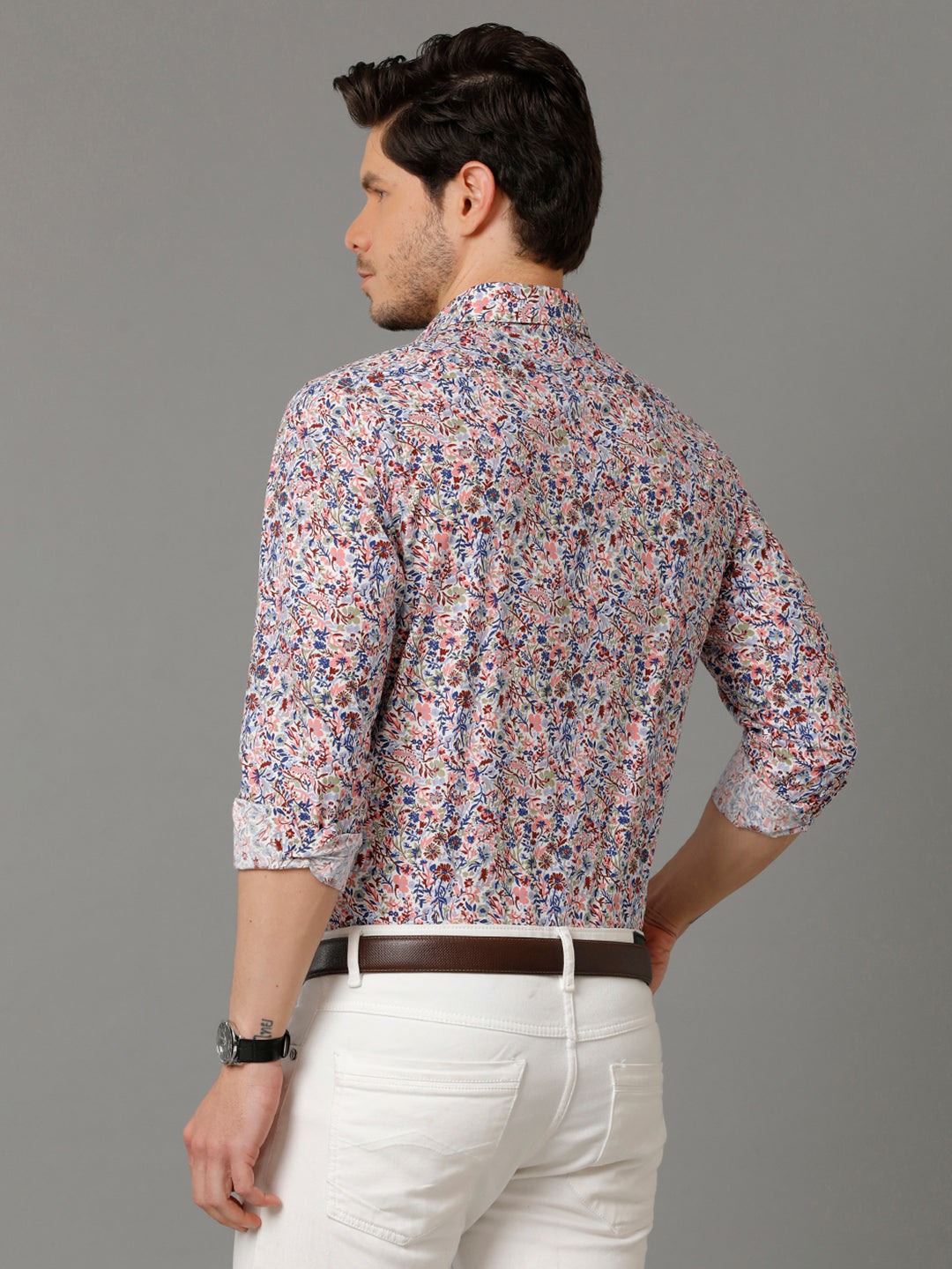 Aldeno Mens Regular Fit Floral Print Multi Casual Cotton Shirt (CADIN)