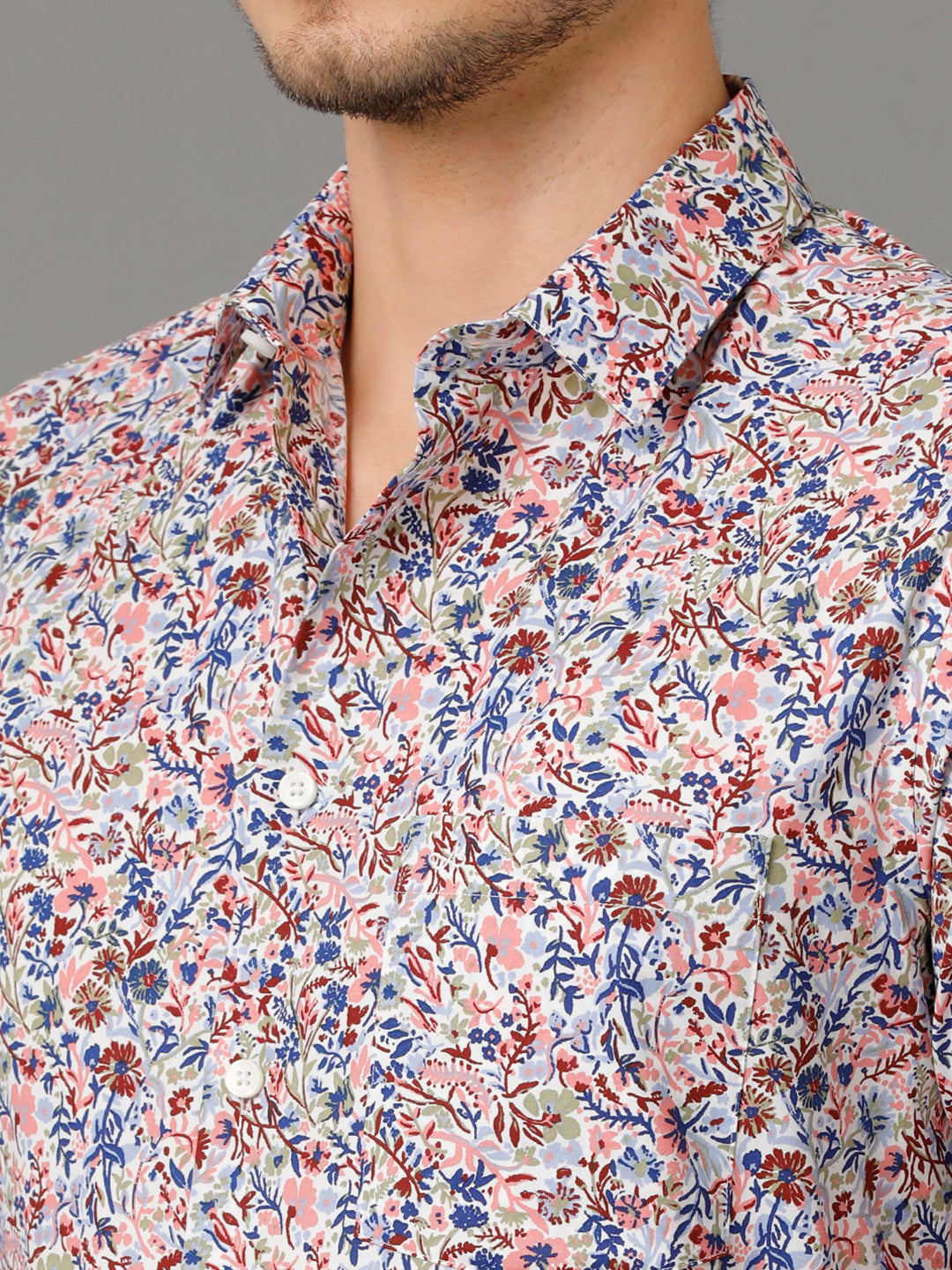 Aldeno Mens Regular Fit Floral Print Multi Casual Cotton Shirt (CADIN)