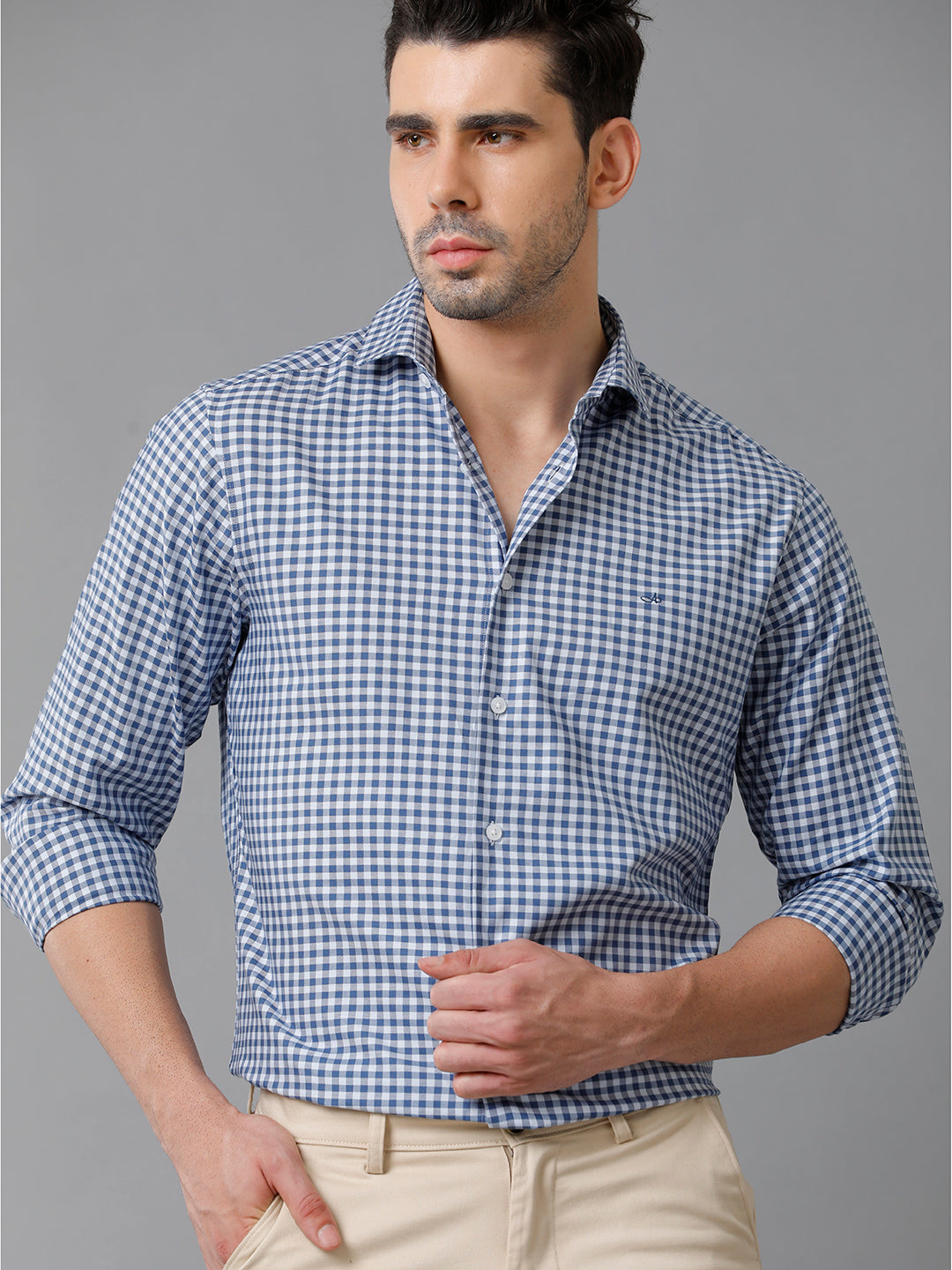 Aldeno Mens Blue Checks Casual Shirt (CADYN)