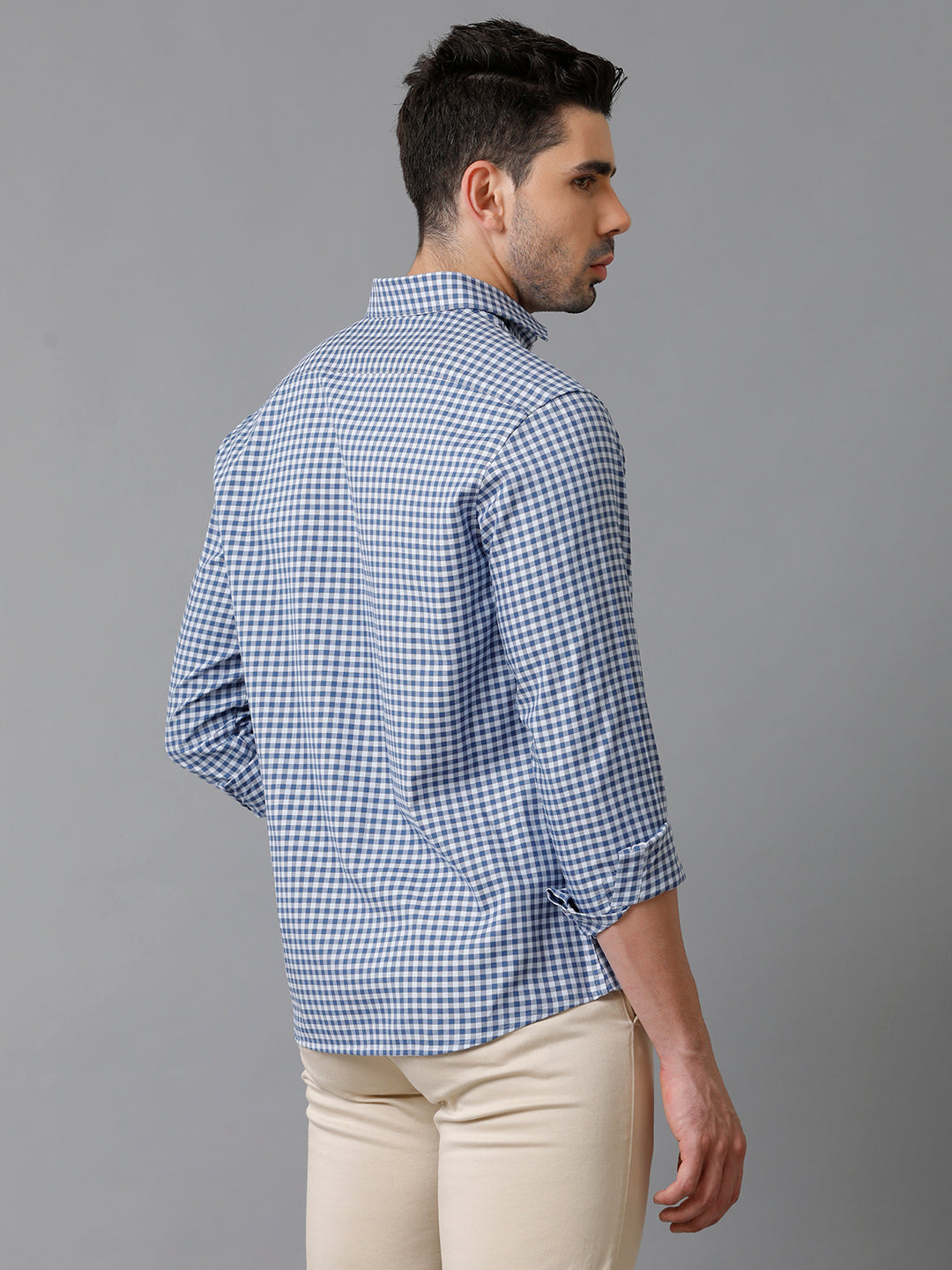Aldeno Mens Blue Checks Casual Shirt (CADYN)