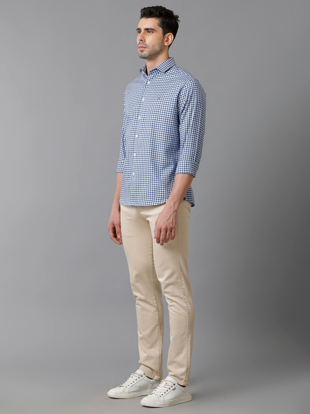 Aldeno Mens Blue Checks Casual Shirt (CADYN)