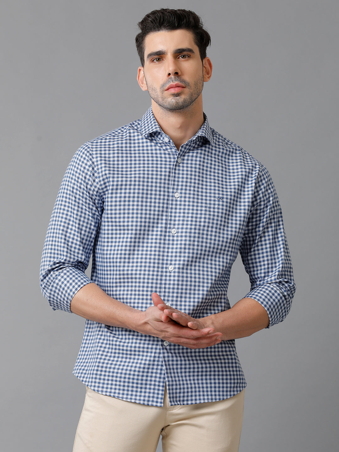Aldeno Mens Blue Checks Casual Shirt (CADYN)