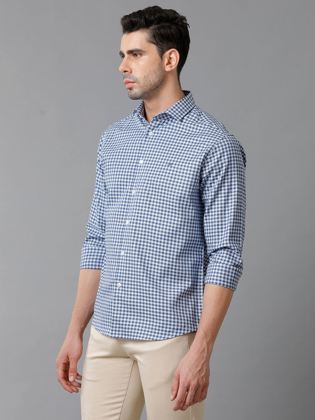 Aldeno Mens Blue Checks Casual Shirt (CADYN)