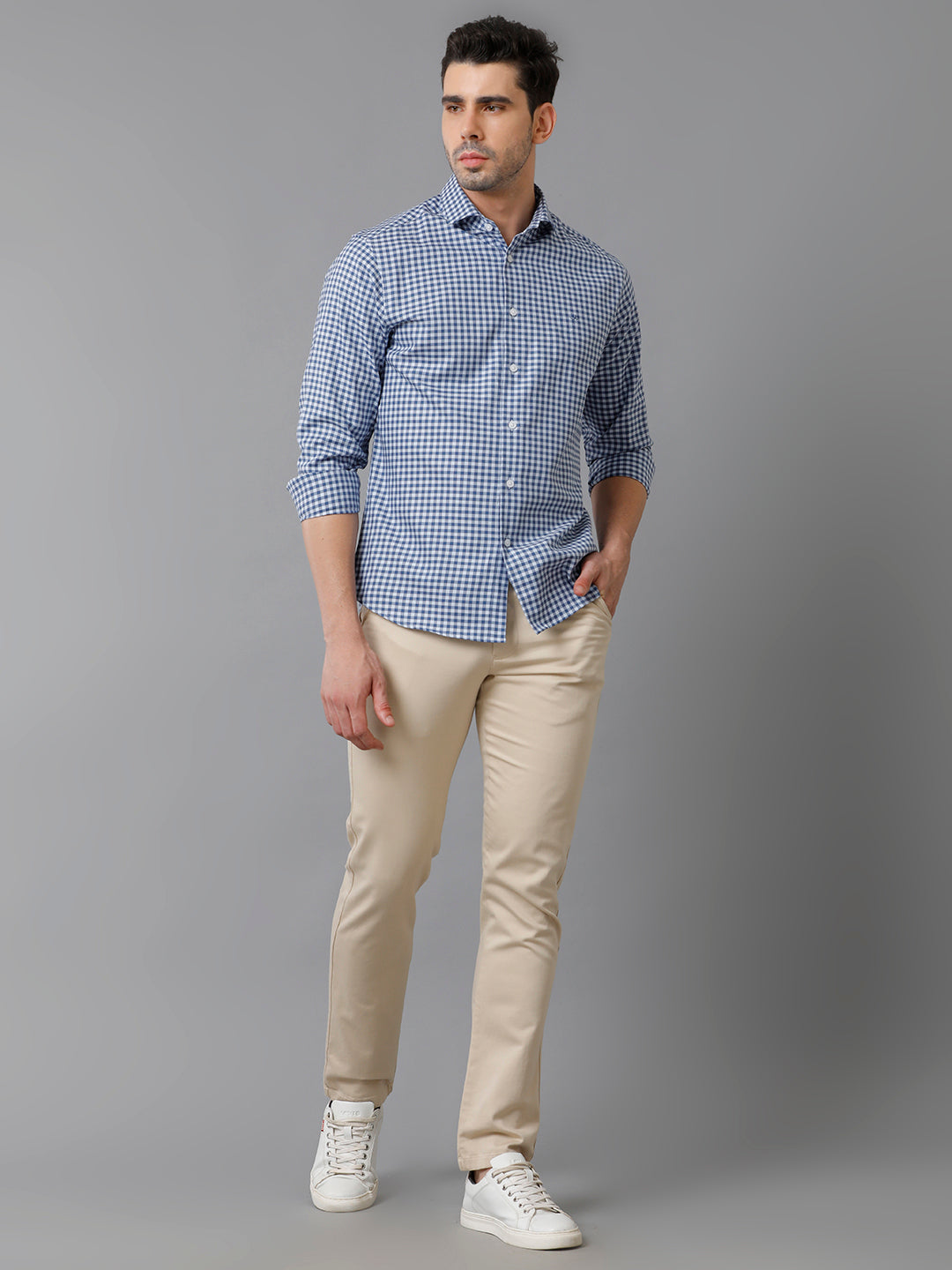 Aldeno Mens Blue Checks Casual Shirt (CADYN)