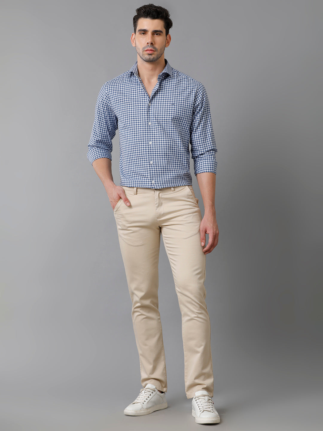 Aldeno Mens Blue Checks Casual Shirt (CADYN)