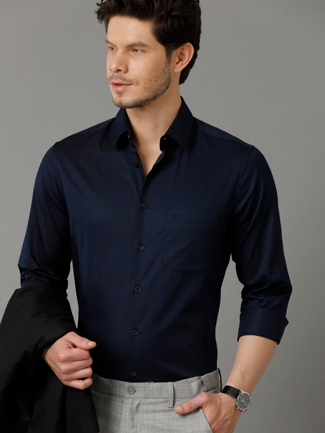 Buy Men Blue Classic Fit Solid Full Sleeves Formal Shirt Online