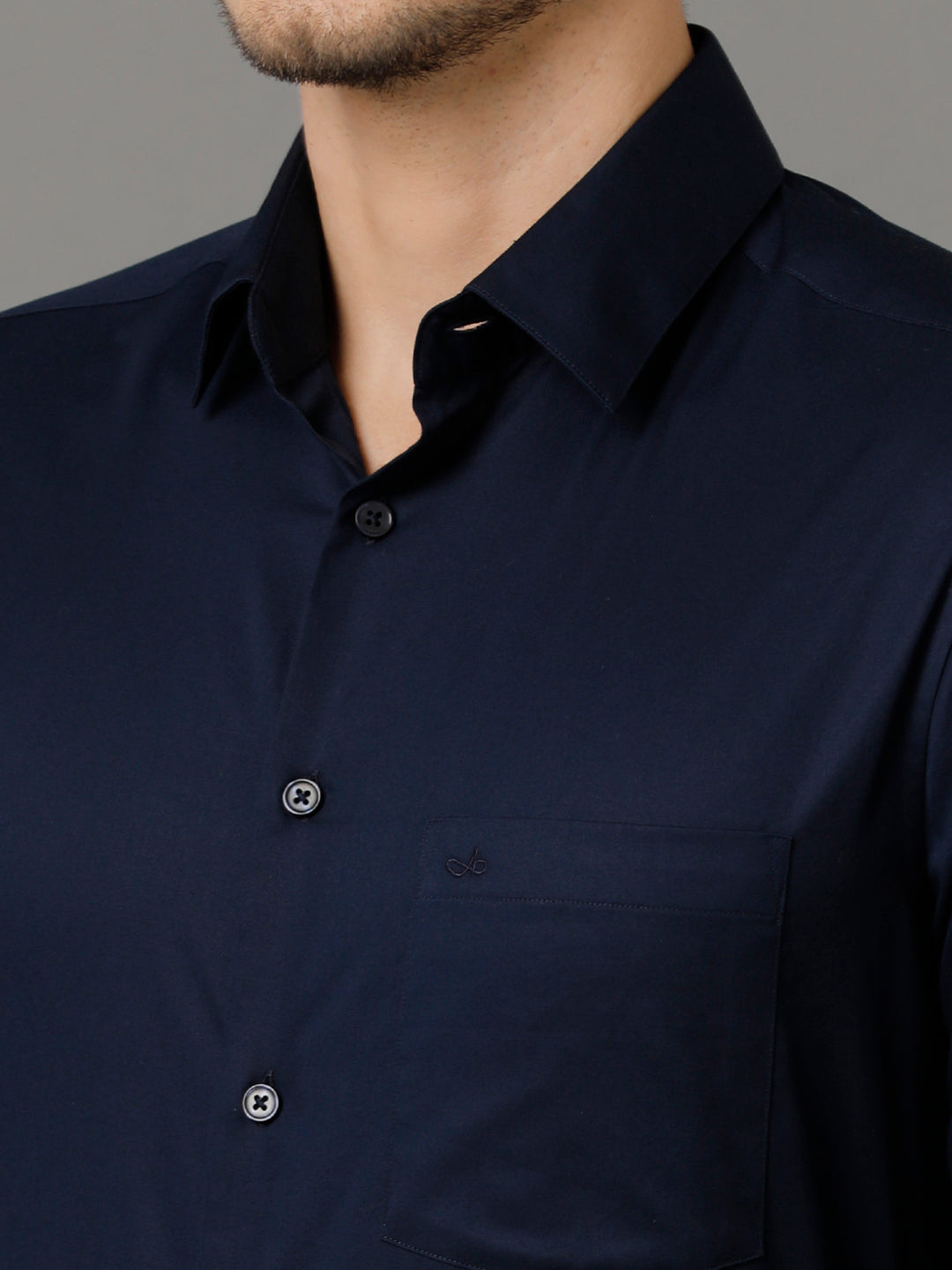 Aldeno Mens Regular Fit Solid Navy Blue Formal Cotton Shirt (CAEDY)