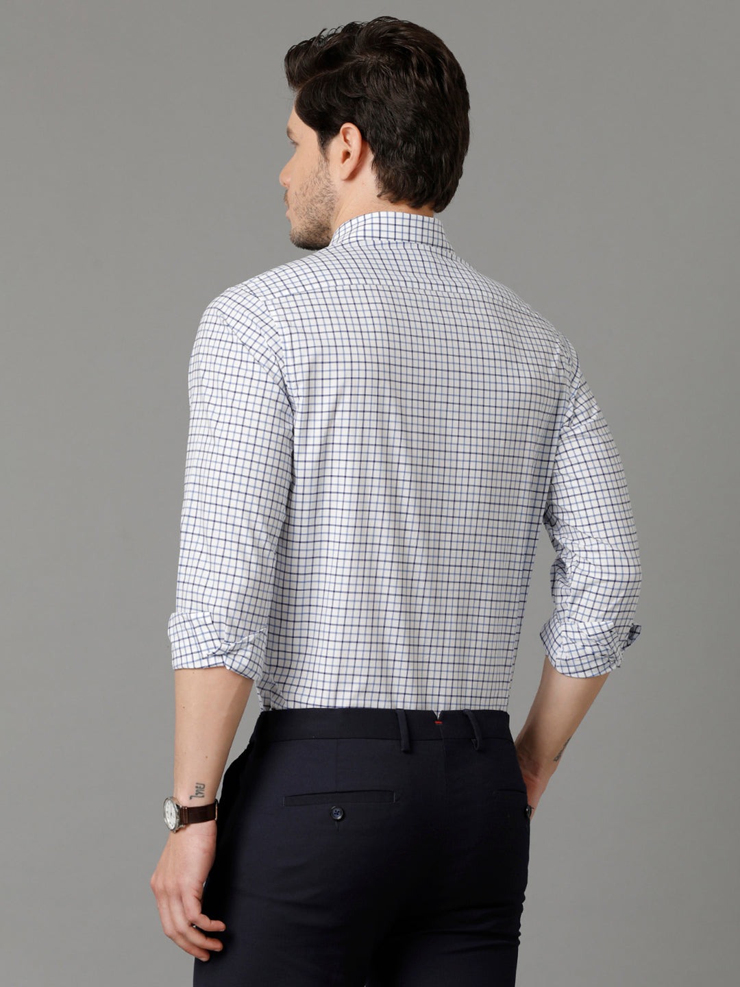 Aldeno Mens Regular Fit Other Checks Blue Casual Cotton Shirt (CALUM)