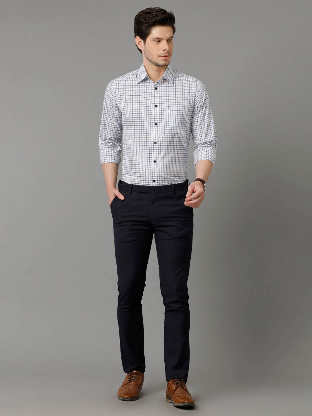 Aldeno Mens Regular Fit Other Checks Blue Casual Cotton Shirt (CALUM)