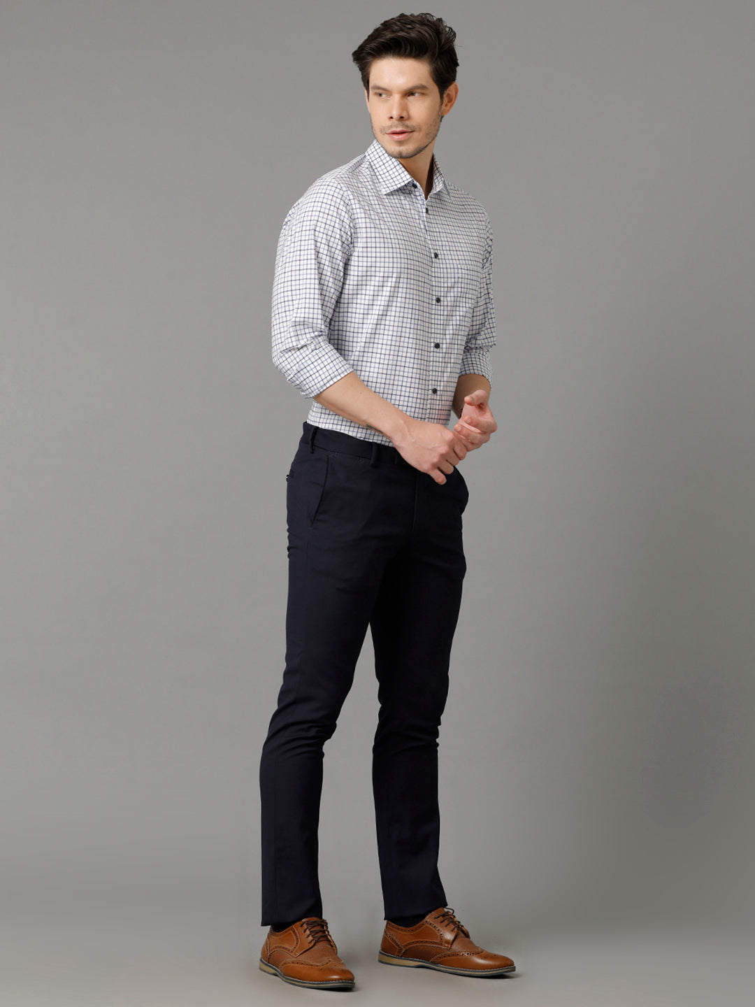 Aldeno Mens Regular Fit Other Checks Blue Casual Cotton Shirt (CALUM)